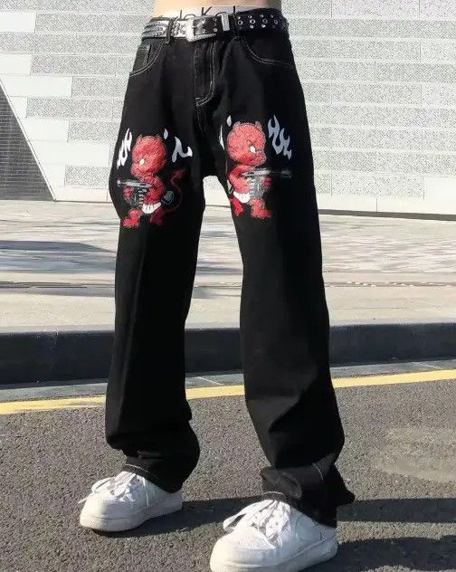 Other Devil Print Straight Casual Denim Pants Size US 31 - 6 Thumbnail