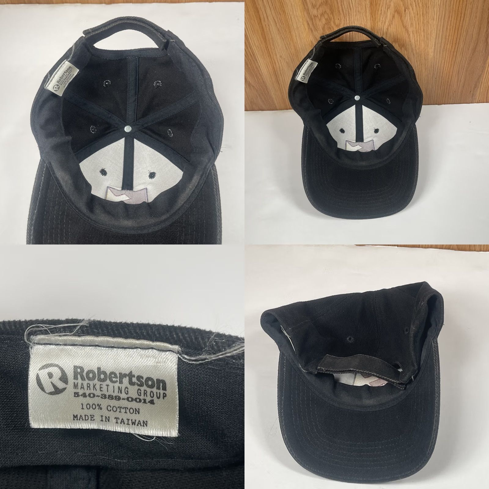 Vintage Robertson Hat Baseball Cap Adult Black Cotton Adjustable Embroidered Logo Classic Marketing Group Flint Size ONE SIZE - 8 Thumbnail