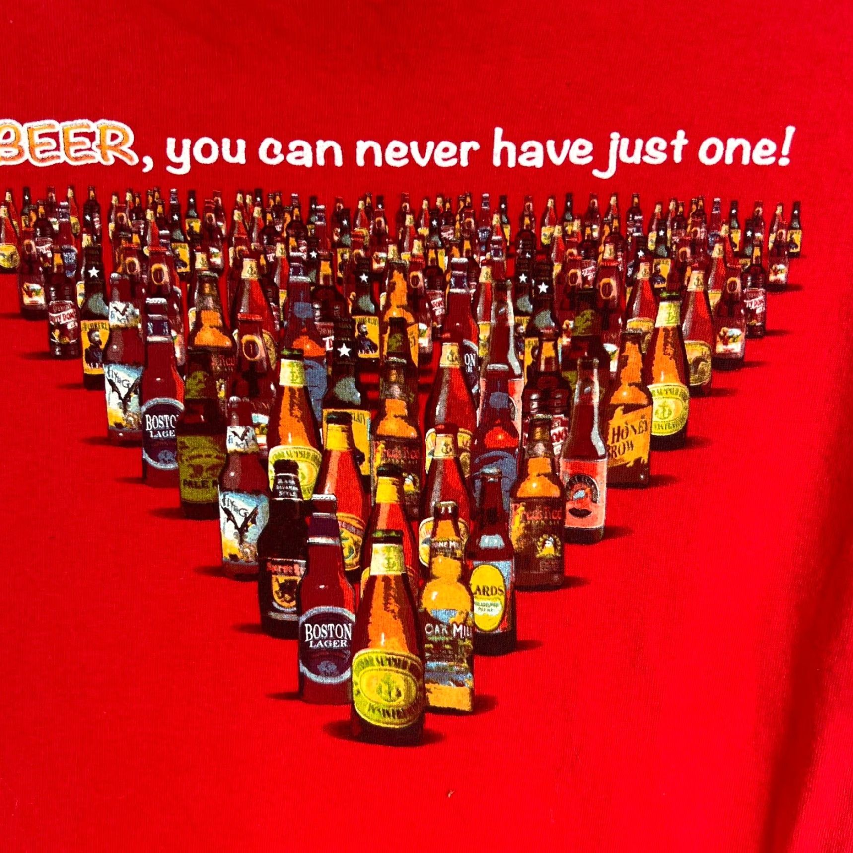 Vintage Beer You Can Never Have Just One T Shirt Mens XL Red Shirt Size US XL / EU 56 / 4 - 2 Thumbnail