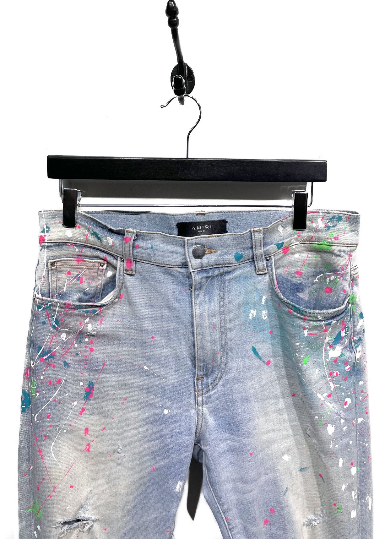 Amiri Amiri Light Blue Multicolour Paint Splattered Jeans Size US 33 - 5 Thumbnail
