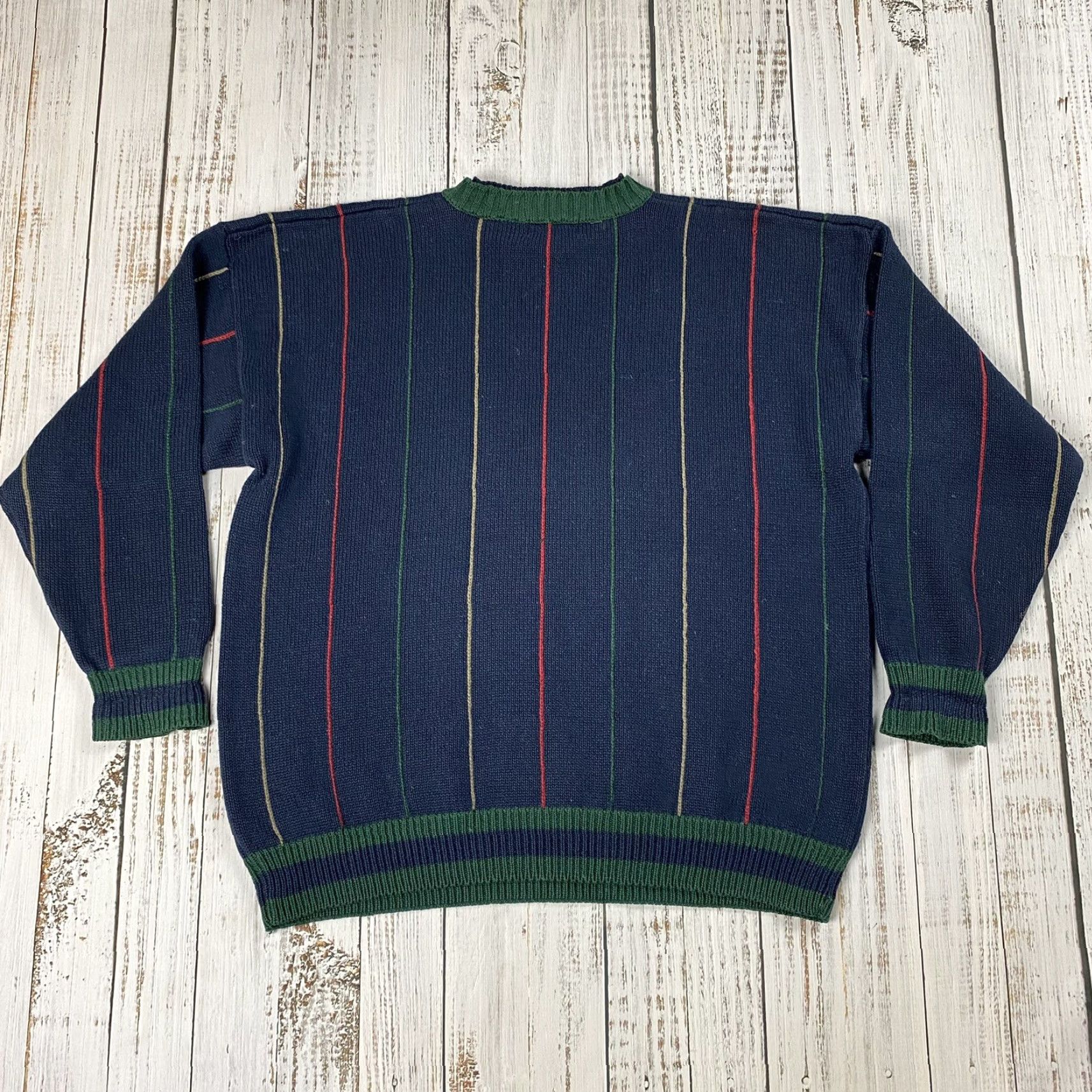 Vintage VINTAGE Structure Striped Sweater XL Classic Preppy Thick Cotton Navy Mens Size US XL / EU 56 / 4 - 5 Thumbnail