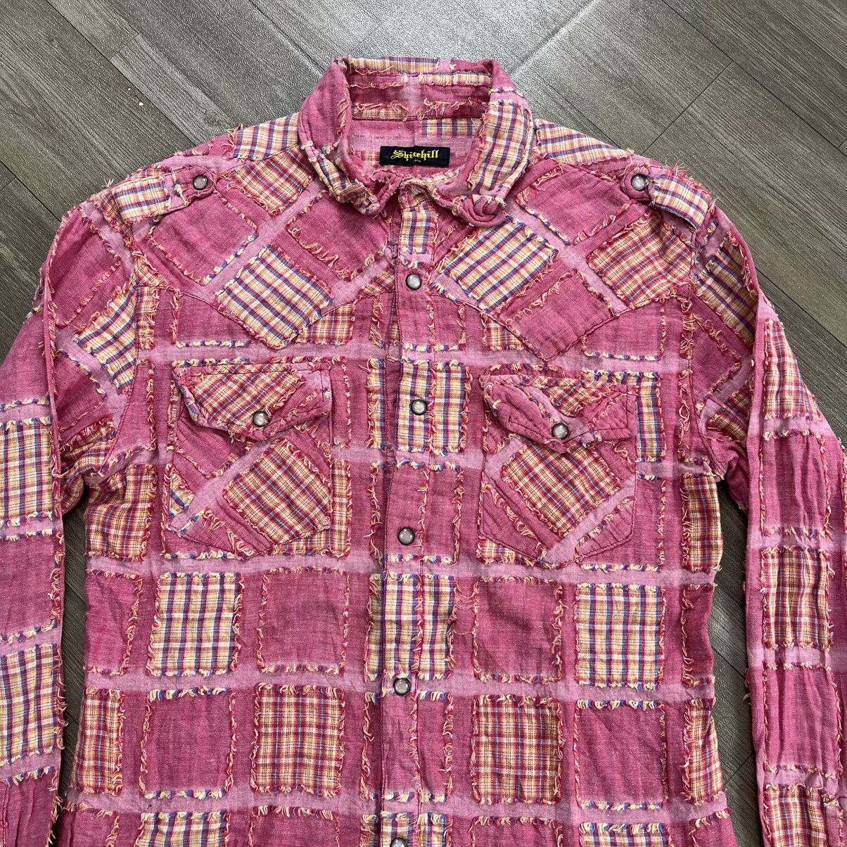 20471120 2000's Shinehills Plaid Punk Grunge Style Patchwork Shirt Size US S / EU 44-46 / 1 - 2 Thumbnail