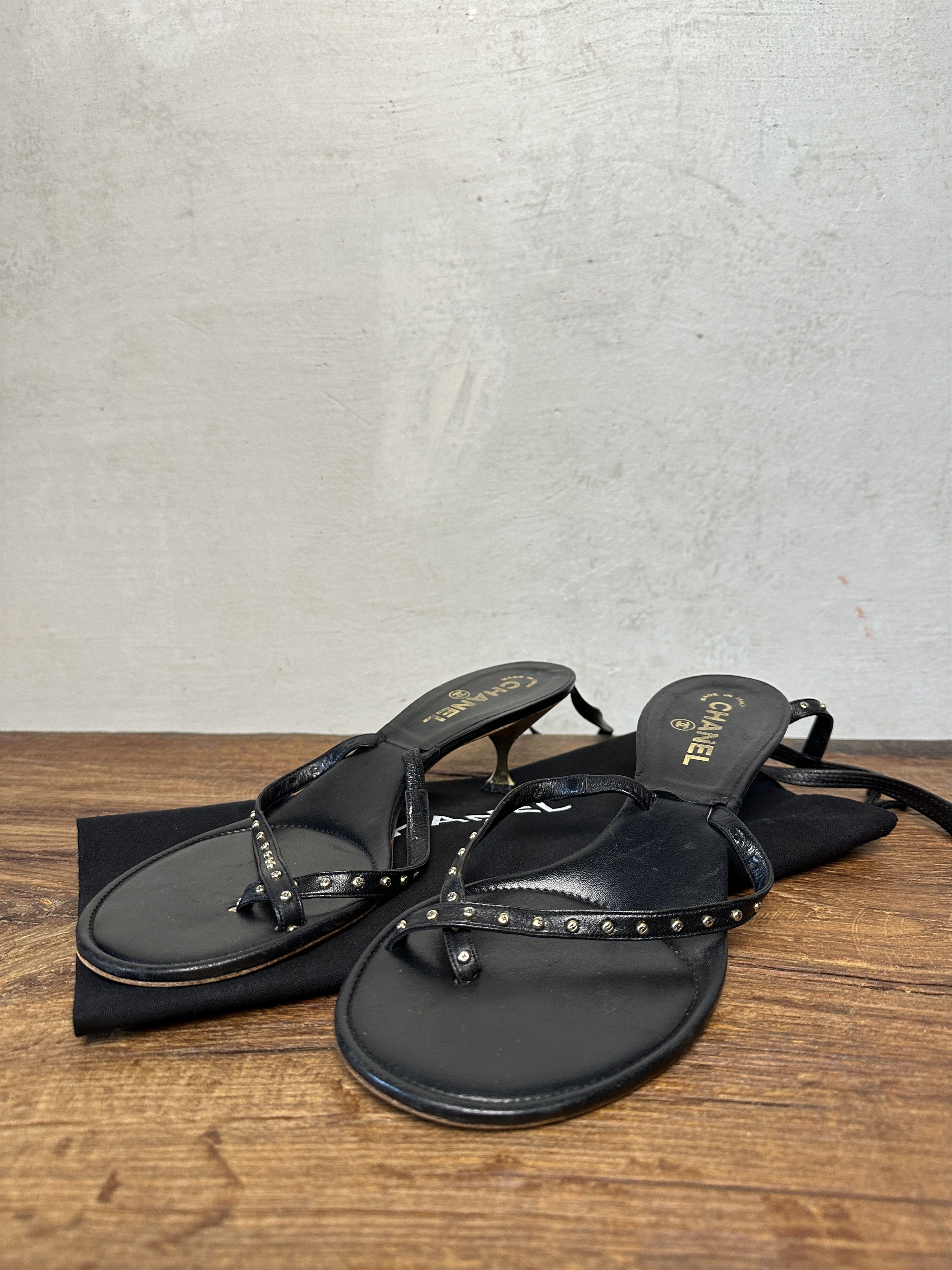 Chanel Chanel 00s Studs Black Strappy Sandals Size US 9.5 / IT 39.5 - 1 Thumbnail
