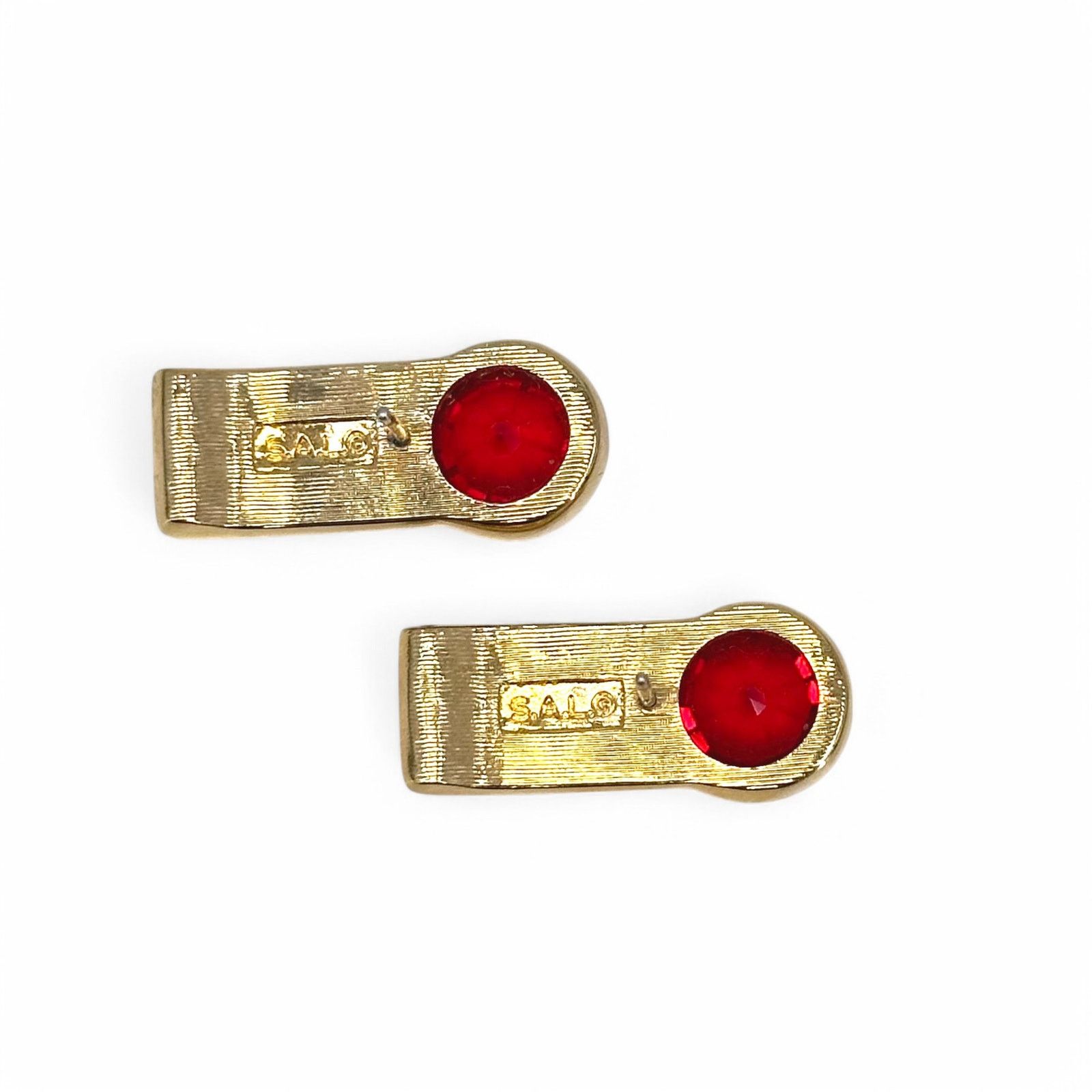Swarovski Vintage Swarovski Signed SAL Earrings Red Clear Crystal Gold Size ONE SIZE - 3 Thumbnail