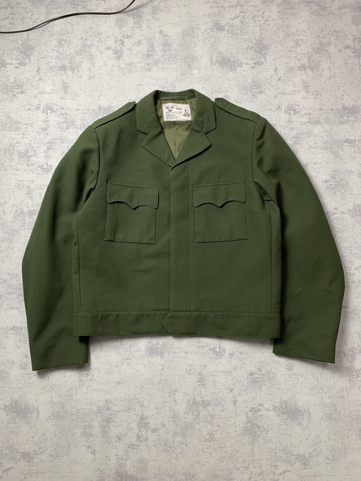 Vintage 80s Cropped Swedish Army Jacket Boxy Vintage Y2K Size US M / EU 48-50 / 2 - 1 Thumbnail