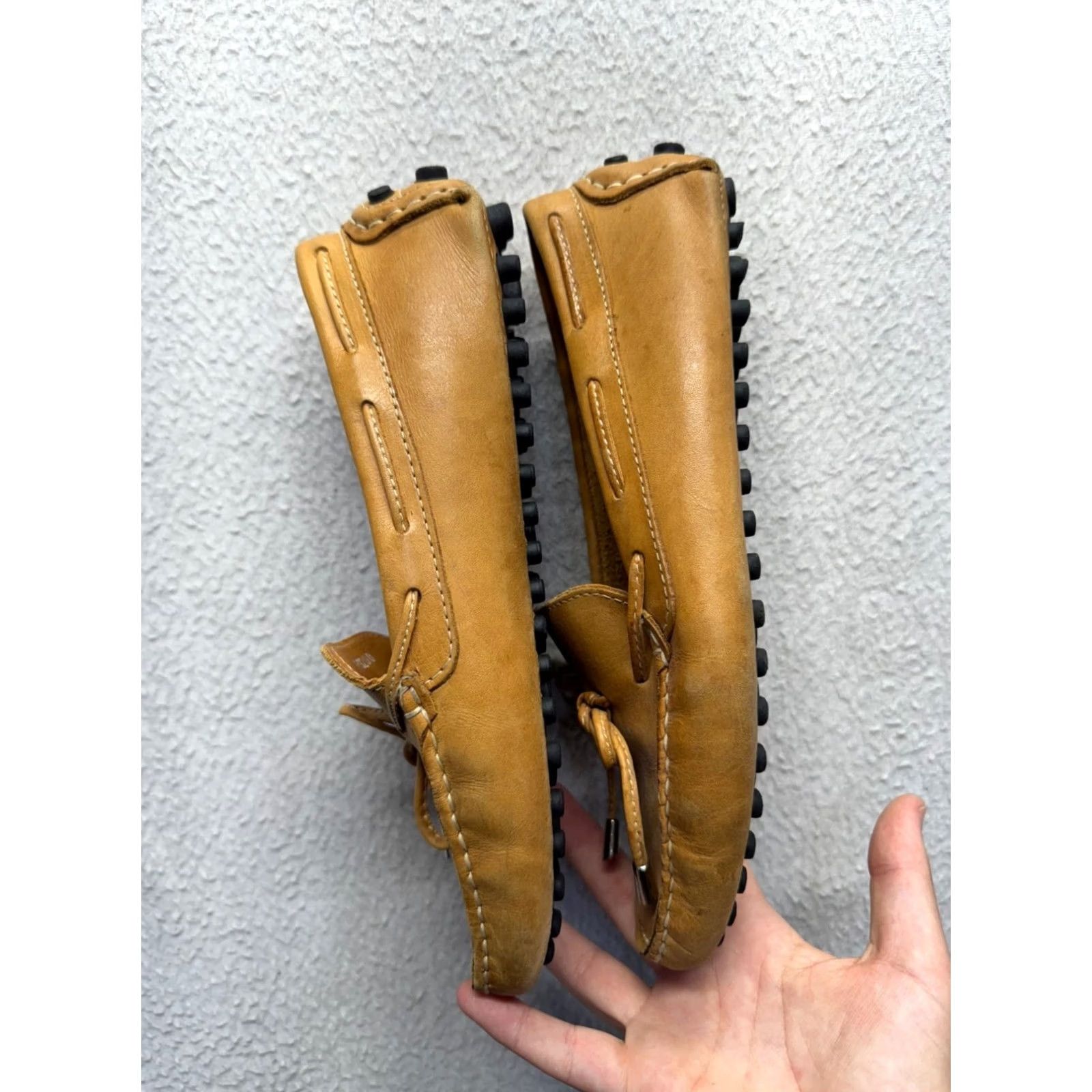 Vintage Fiorentini Leather Moccasin Driving Flat Women 8.5 Brown Bow Detail Moccasin Style Casual Soles Leather Upper Brazil 9736 Size US 9 / IT 39 - 6 Thumbnail