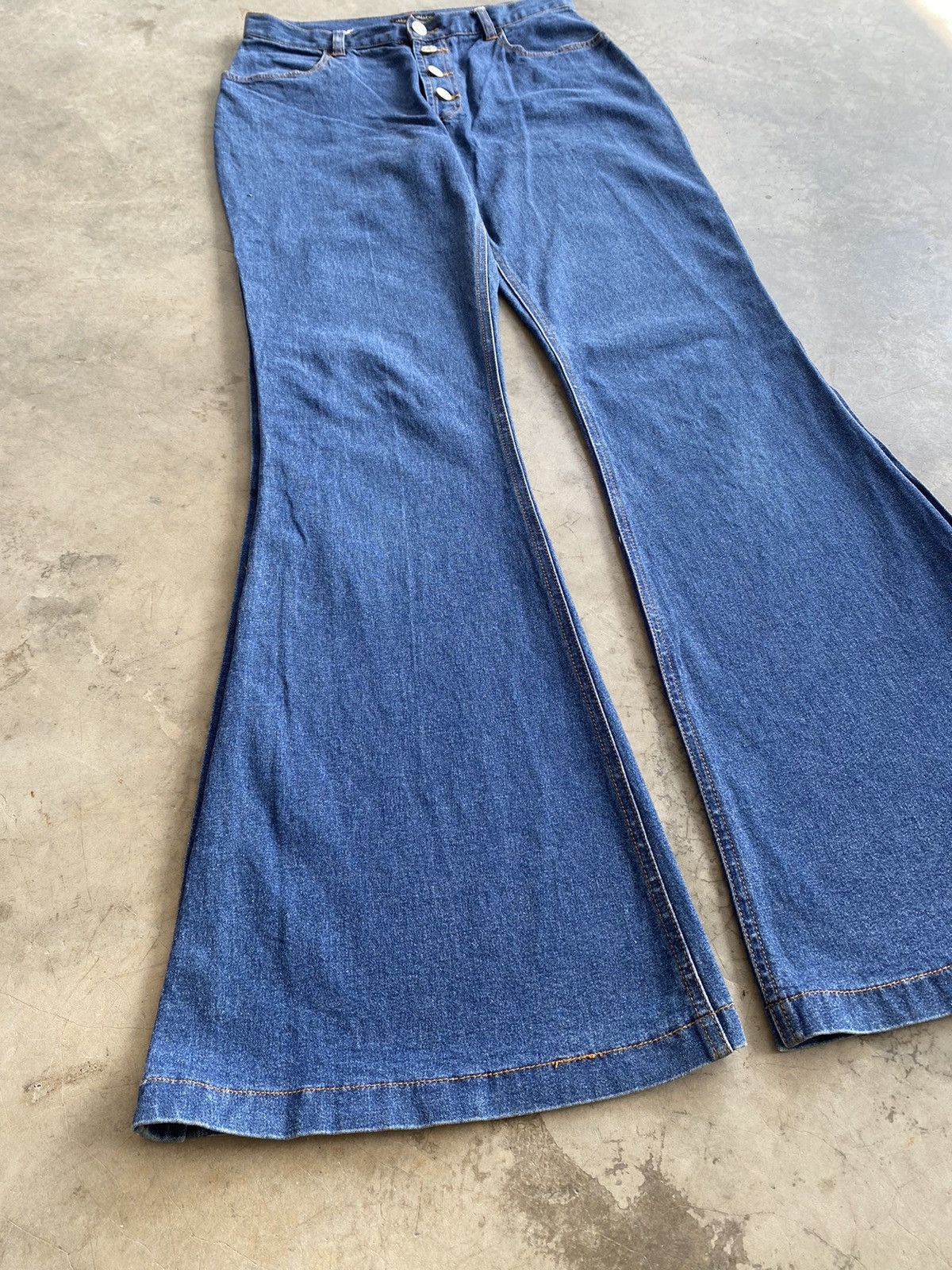 Japanese Brand Super Flare Jeans Japanese Mouth Valley Button Up Leg p175 Size 29" - 7 Thumbnail