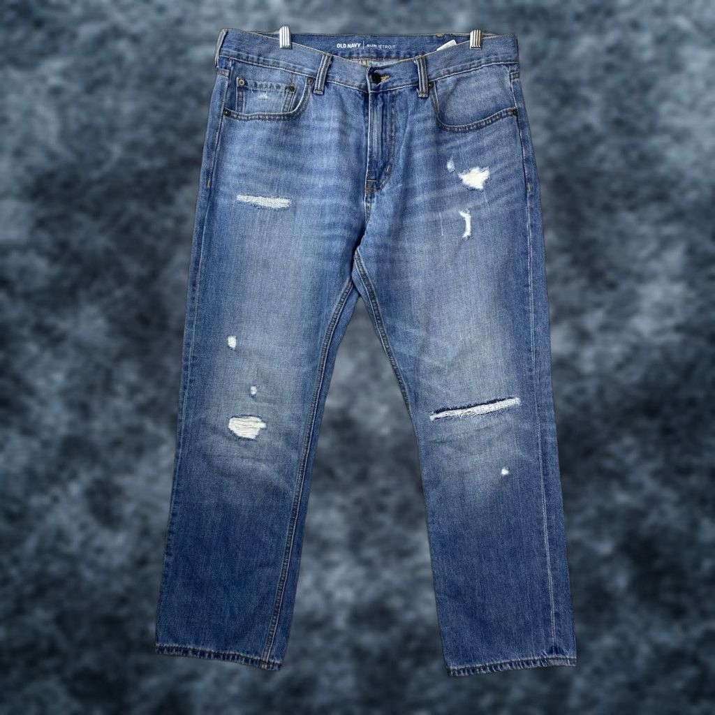 Old Navy Old Navy Jeans Men 36 x 30 Slim Tapered Leg Distressed Blue Med Wash Denim Jeans Mens 36x30 Slim Distressed Blue Denim Old Navy Jeans Size US 35 - 1 Thumbnail