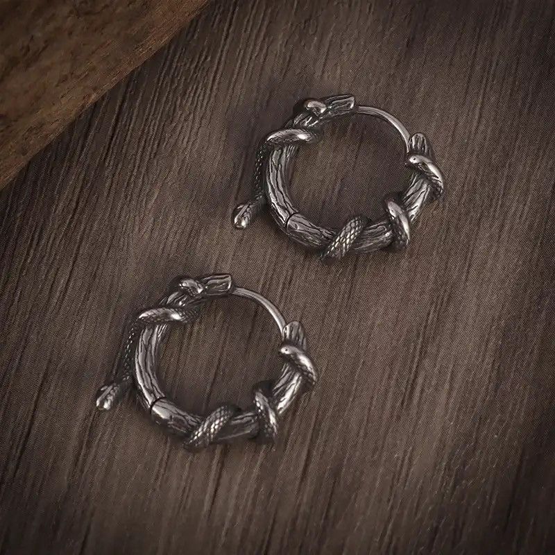 Jewelry × Vintage Creative Snake Winding Plant Vine Hoop Earrings Size ONE SIZE - 1 Thumbnail