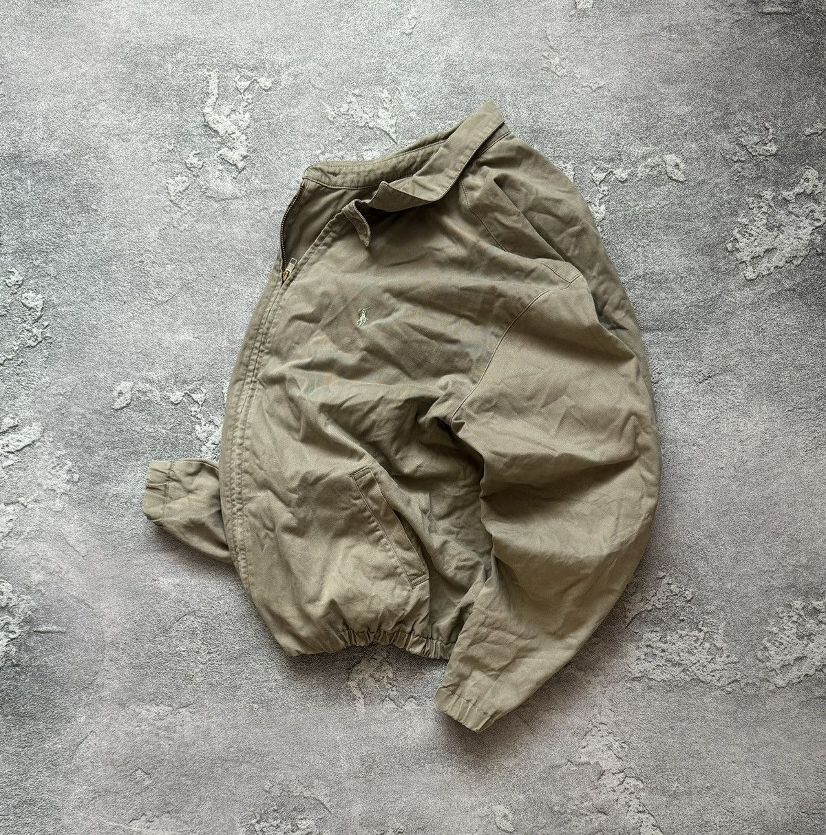 Polo Ralph Lauren × Vintage Polo Ralph Lauren XL 90s zip jacket bomber beige long sleeve Size US XL / EU 56 / 4 - 1 Thumbnail