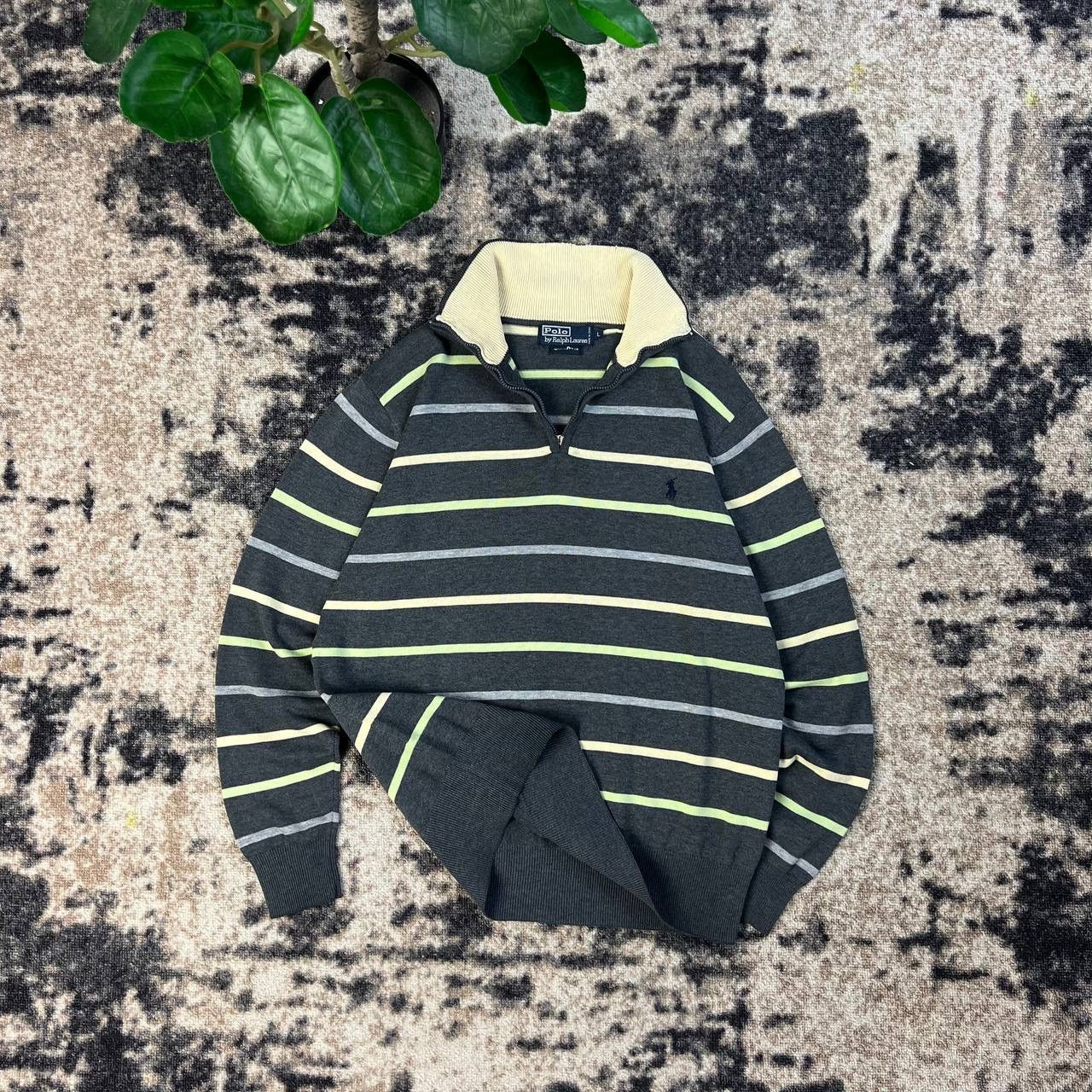 Polo Ralph Lauren Luxury Vintage Striped Quarter Zip Sweater