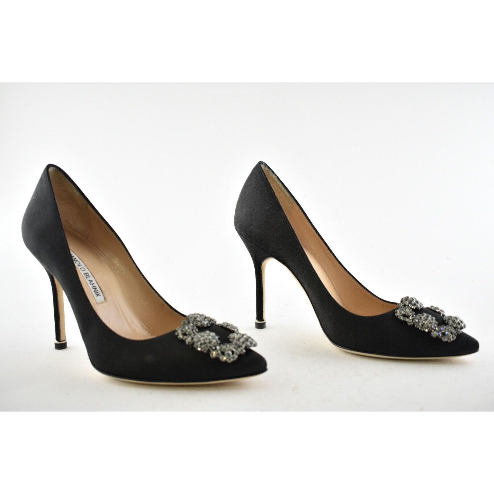 Manolo Blahnik Hangisi 105 Satin Crystal Jewel Buckle Classic Heel Pump 41 Size US 11 / IT 41 - 4 Thumbnail