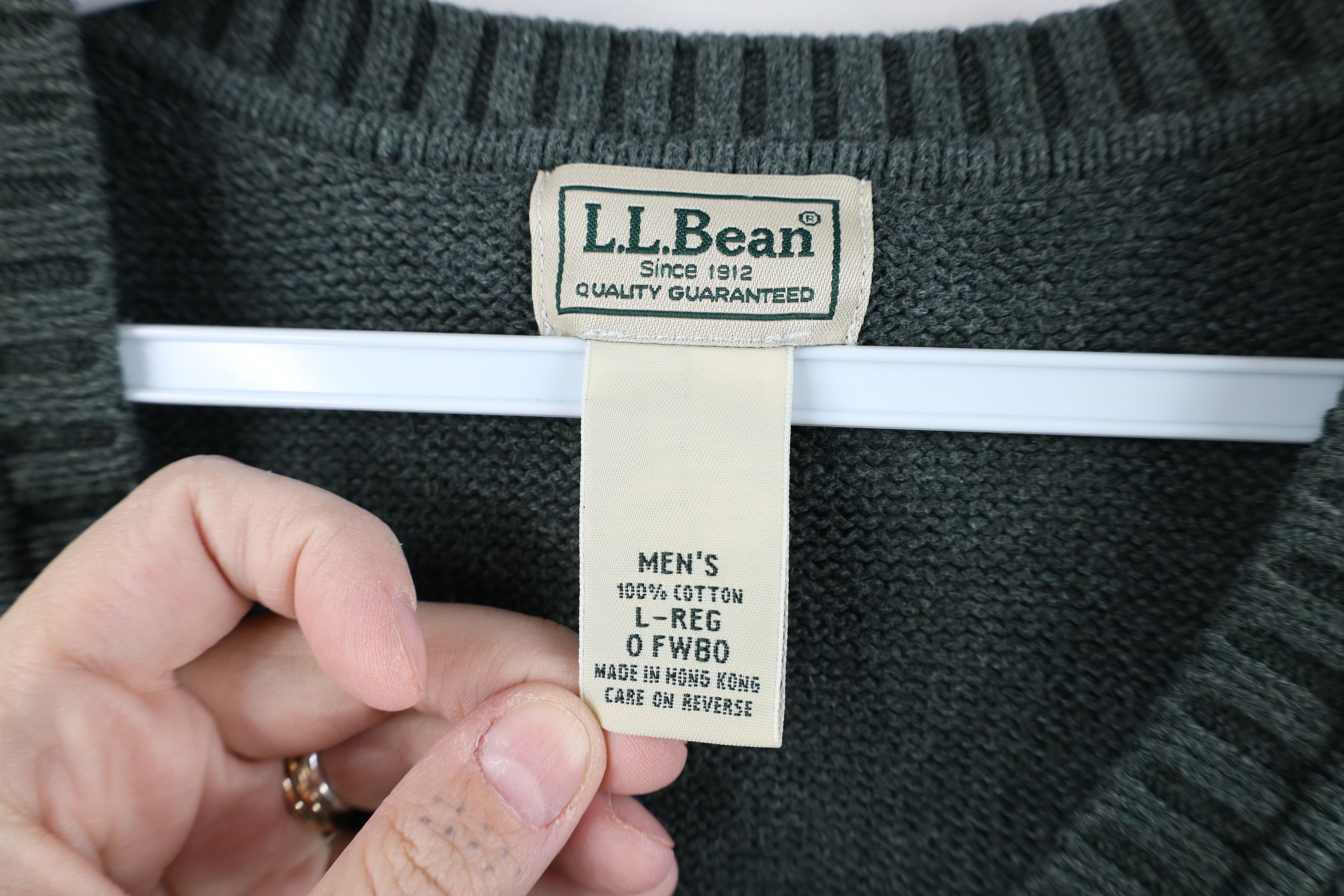 L.L. Bean Vintage 90s LL Bean Cotton Knit V-Neck Sweater Vest Green Size US L / EU 52-54 / 3 - 4 Thumbnail