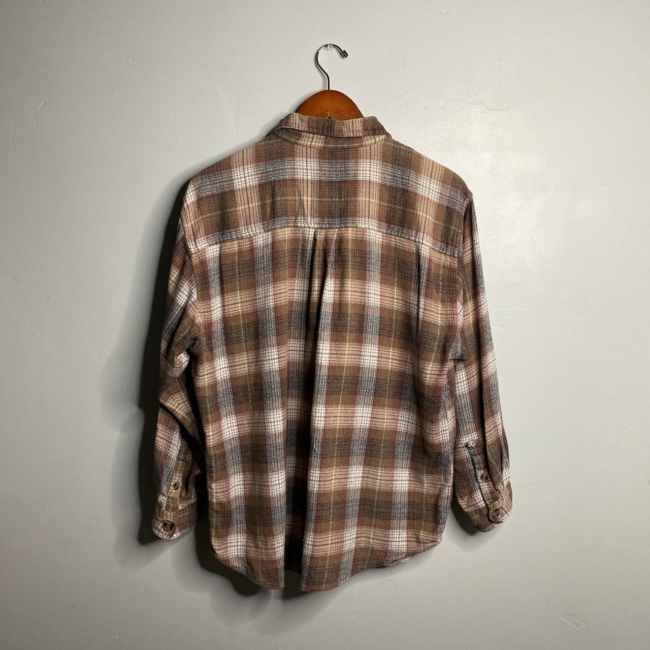 Basic Editions 90s vintage brown plaid half zip blouse about a size large Size L / US 10 / IT 46 - 2 Thumbnail