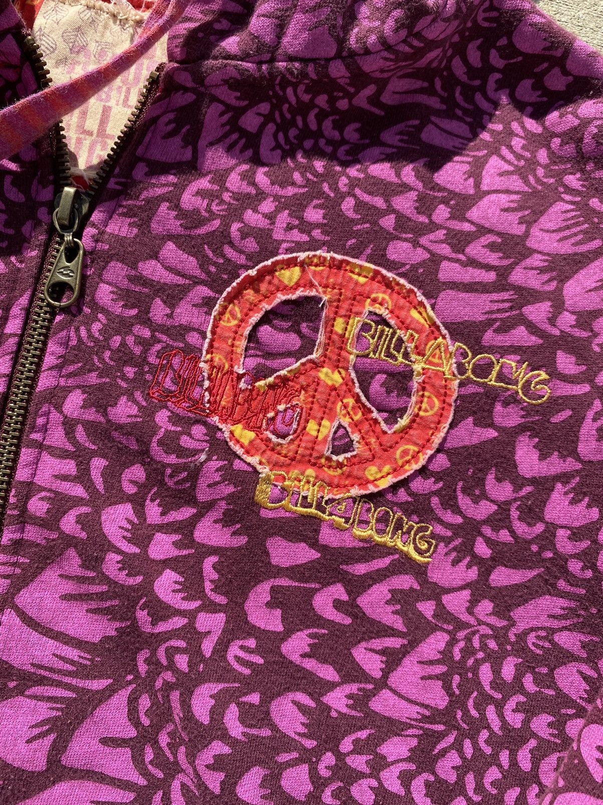 Billabong × Vintage Y2K Billabong Peace & Love Hoodie Size L / US 10 / IT 46 - 3 Thumbnail