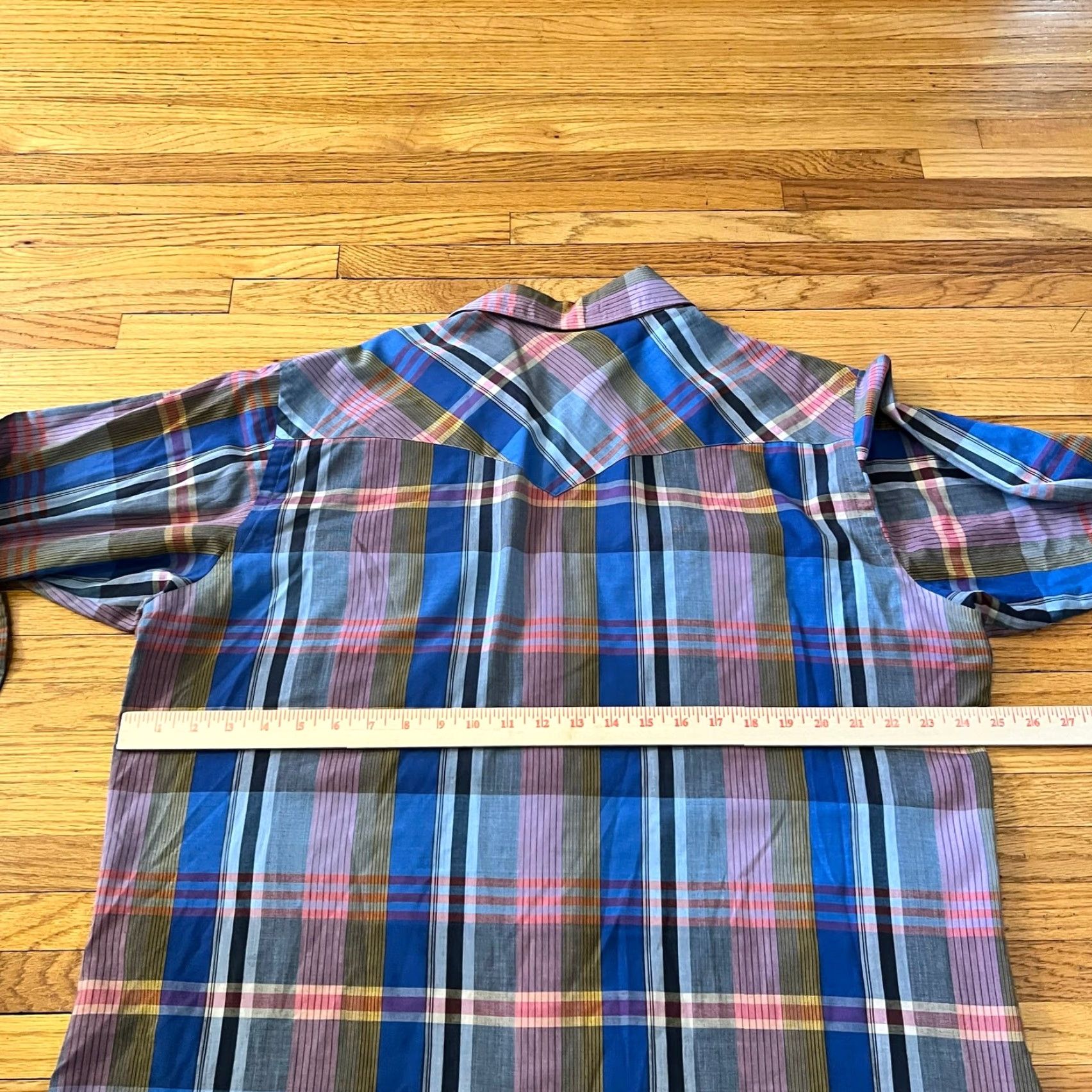 Wrangler Wrangler Shirt Mens 17 1/5 36 Cowboy Cut X-Long Tails Long Sleeve Pearl Snap Pink 17.5 Regular Long Sleeve Mens Size US XXL / EU 58 / 5 - 6 Thumbnail