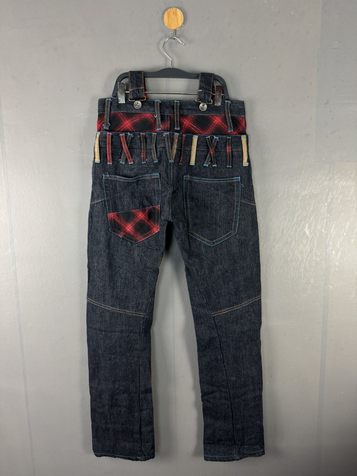Japanese Brand JAPANESE DESIGN DOUBLE WAIST CURVED PUNK STYLE DENIM JEANS Size US 29 - 6 Thumbnail