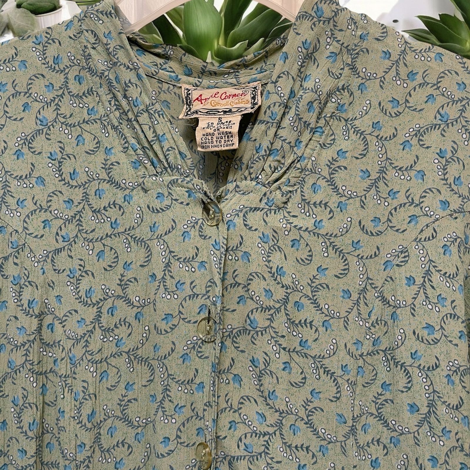 Unknown London April Cornell Long green dress Sz S Cap Sleeves Button Down Size S / US 4 / IT 40 - 3 Thumbnail