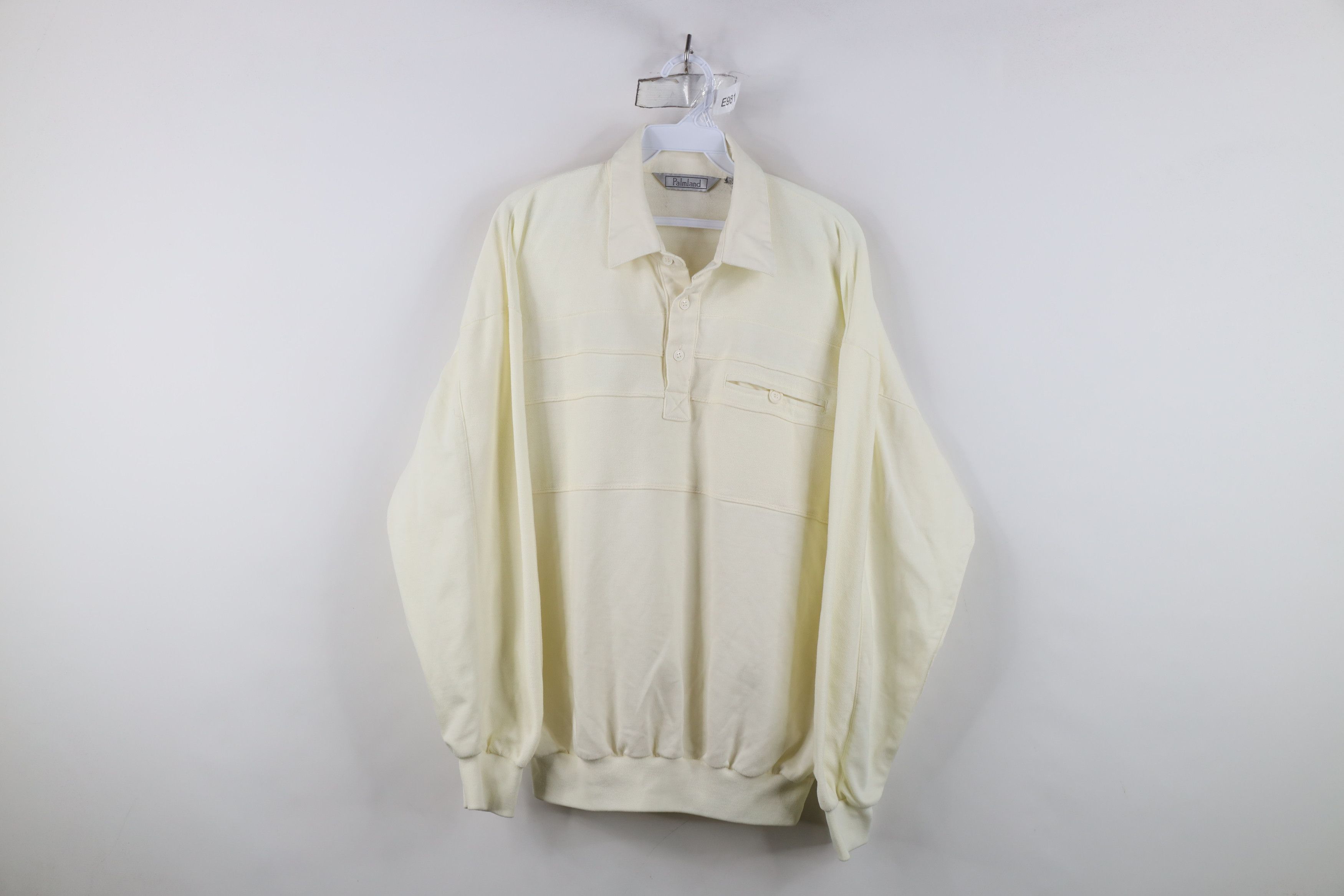 Vintage Vintage 90s Streetwear Collared Pullover Polo Shirt Cream Size US L / EU 52-54 / 3 - 1 Thumbnail