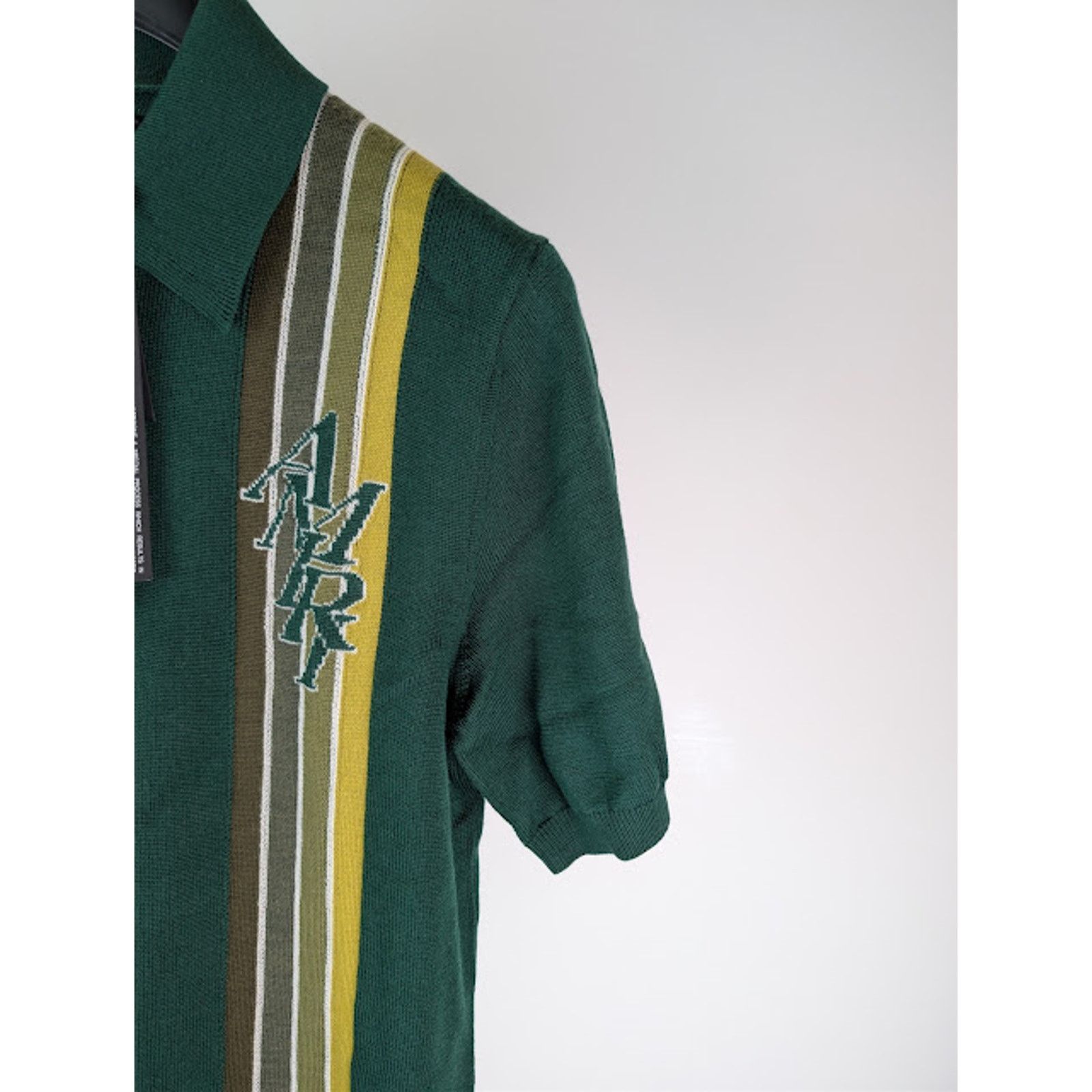 Amiri o1rshd1 Stack Stripe Short Sleeve Polo Shirt in Green Size US S / EU 44-46 / 1 - 6 Thumbnail