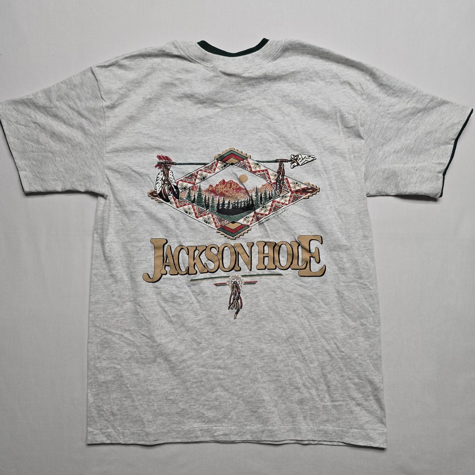 Vintage Vintage Las Vegas Jackson Hole Medium Gray Ringer Tee 90s Size US M / EU 48-50 / 2 - 5 Thumbnail