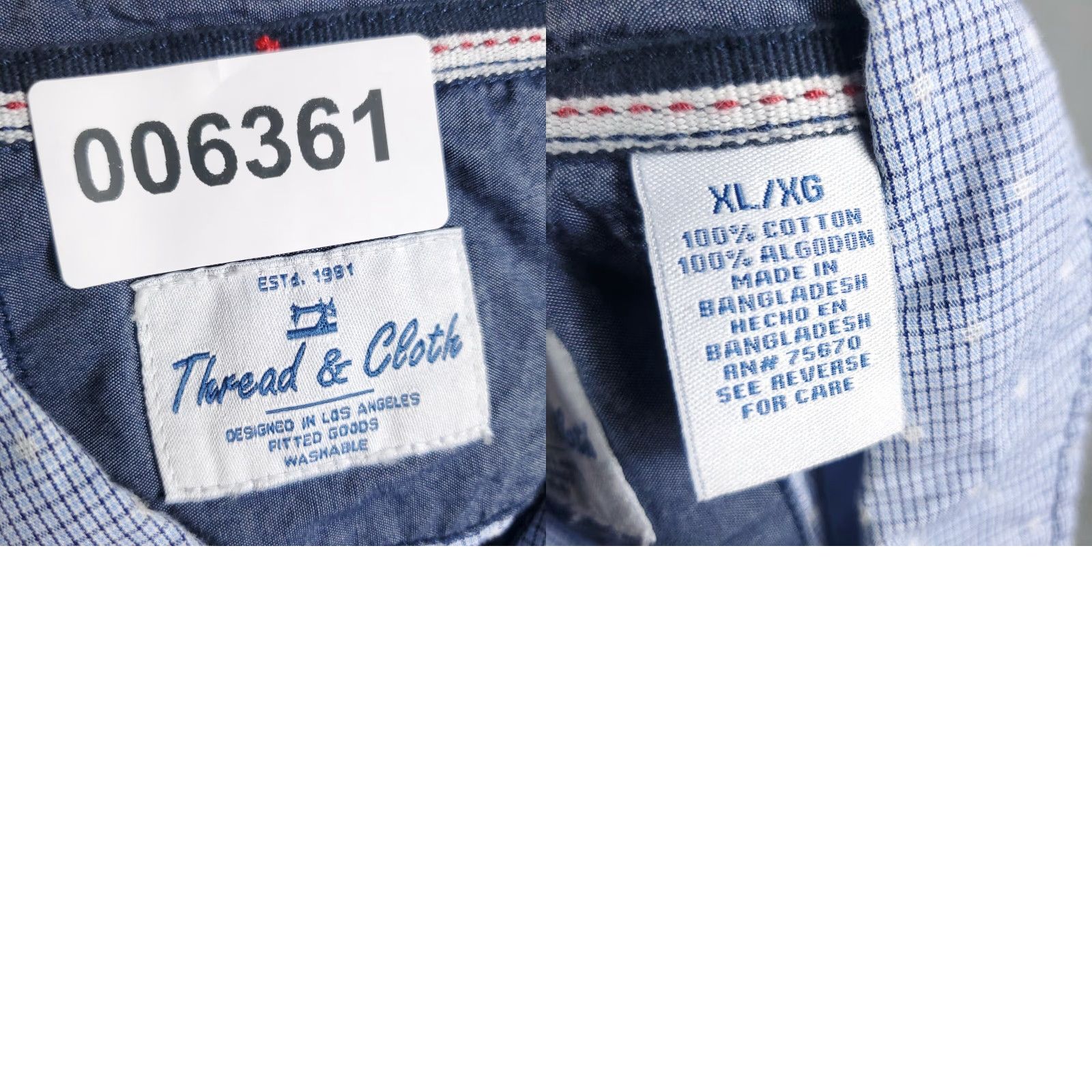 Vintage Thread & Cloth Blue Check Short Sleeve Button-Up Shirt XL Mens Casual Modern Size US XL / EU 56 / 4 - 8 Thumbnail