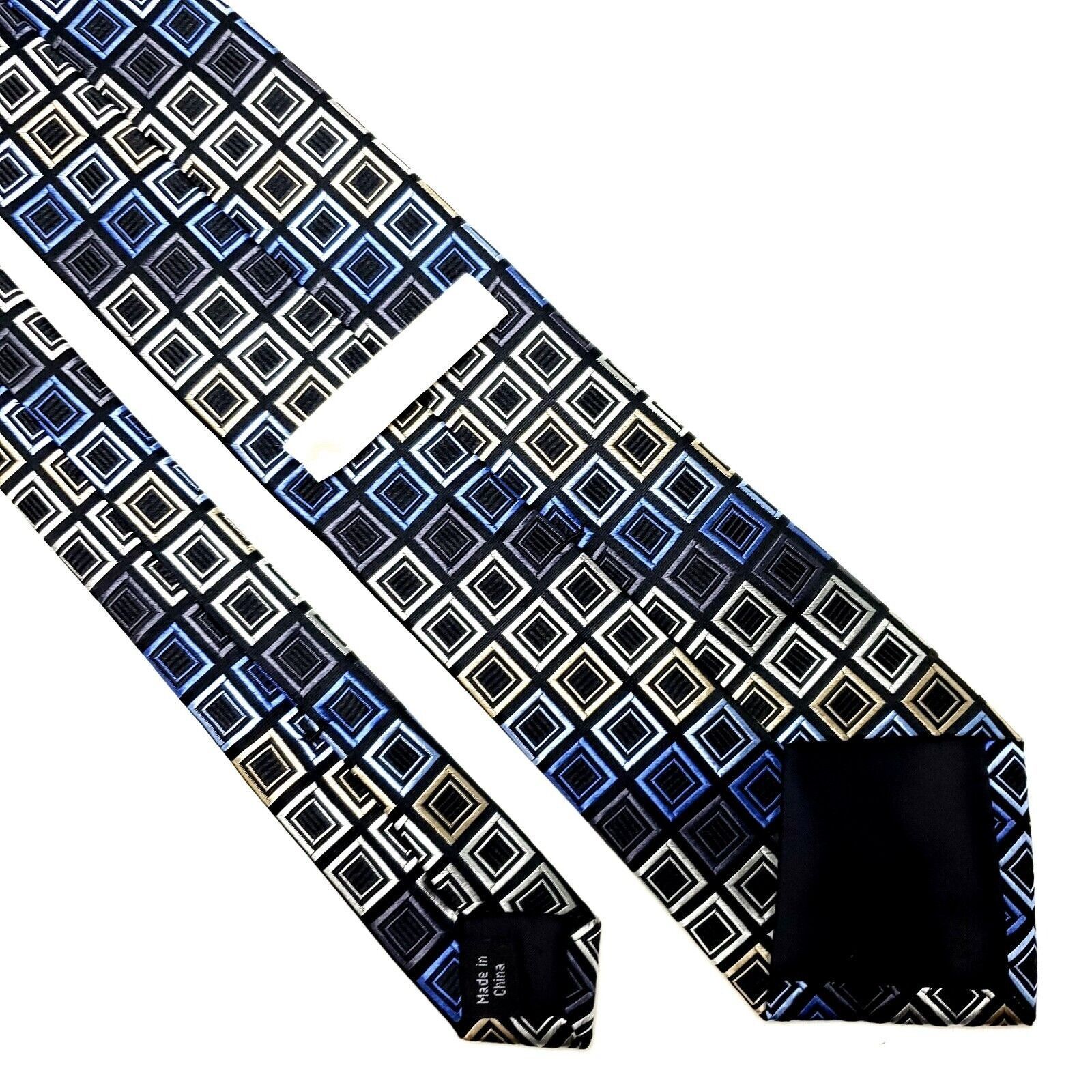 Michael Kors Michael Kors Silk Tie Woven Gray Blue Geometric Size ONE SIZE - 3 Thumbnail