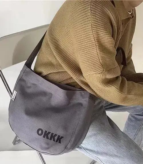 Fashion Y2K Okkk Crossbody Messenger Bag in Grey, Men's