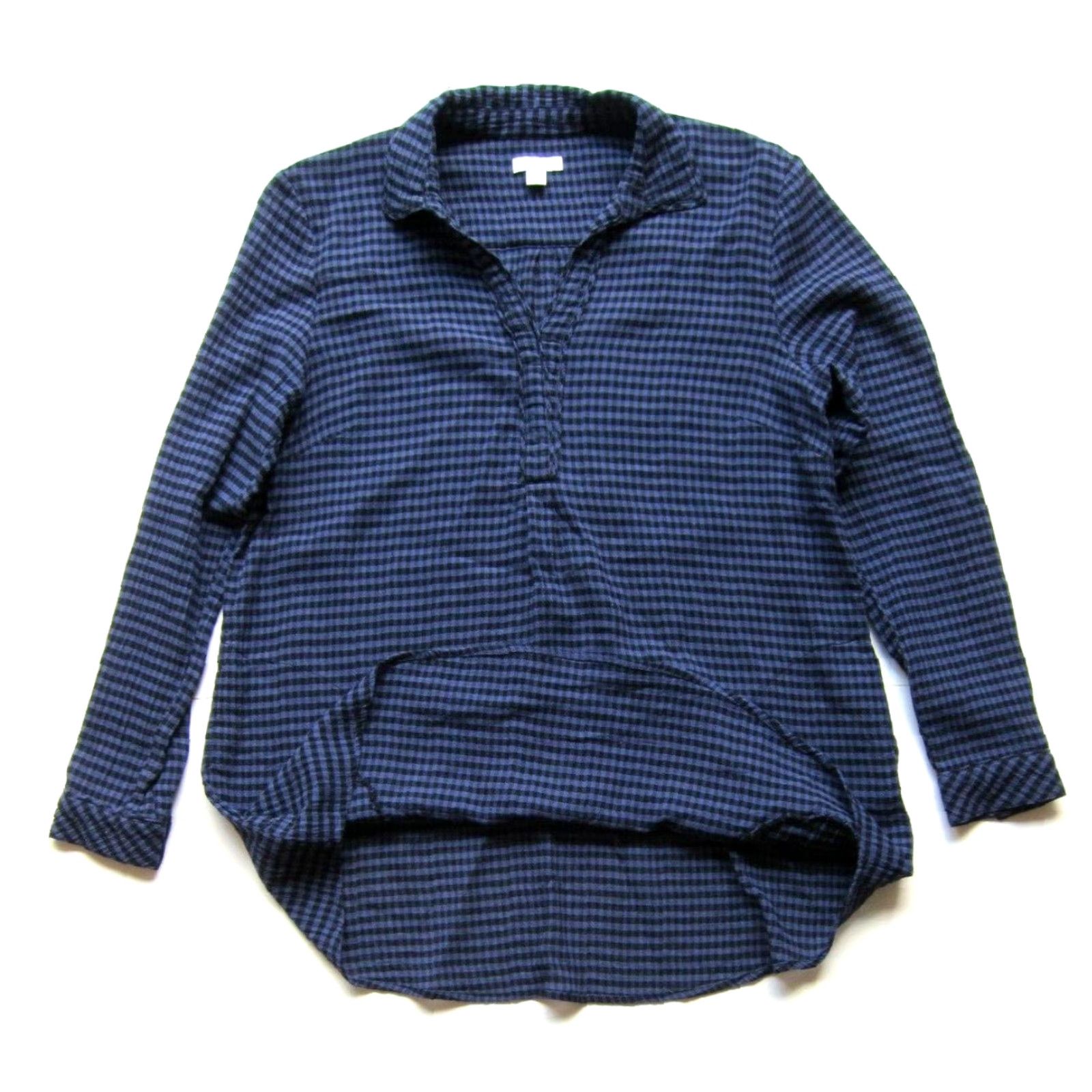 J. Jill J. Jill Blouse Plaid Blue Black V-Neck Long Sleeve Pocket Peasant Shirt Small Size S / US 4 / IT 40 - 4 Thumbnail