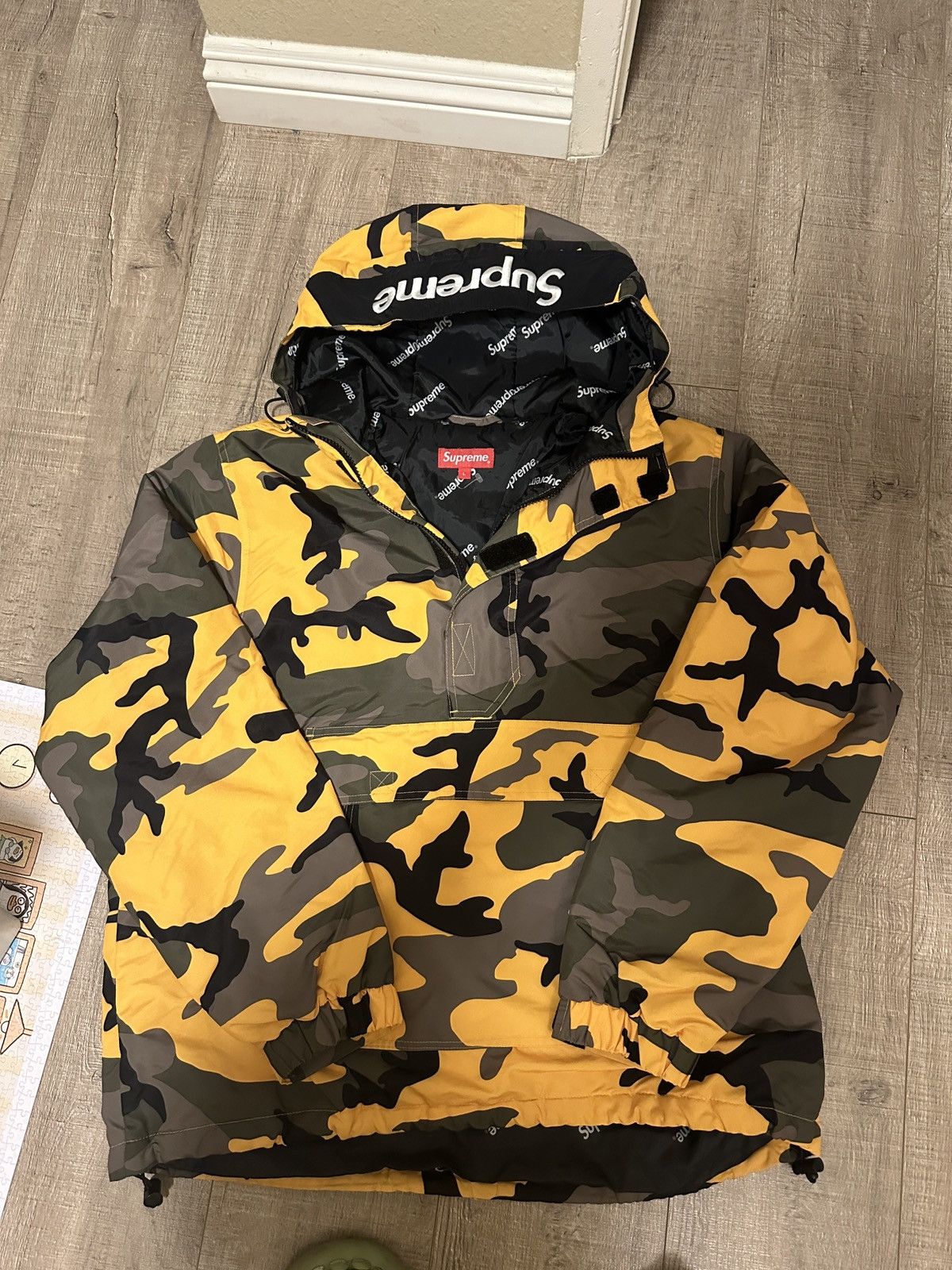 Supreme FW17 Supreme Hooded Logo Half Zip Pullover Yellow Camo Grailed