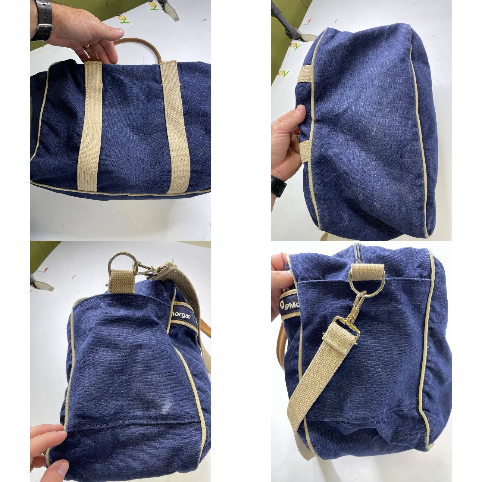 Vintage Scarborough & Tweed JP Morgan Blue Duffle Bag Canvas Leather Travel Work Men Size ONE SIZE - 8 Thumbnail