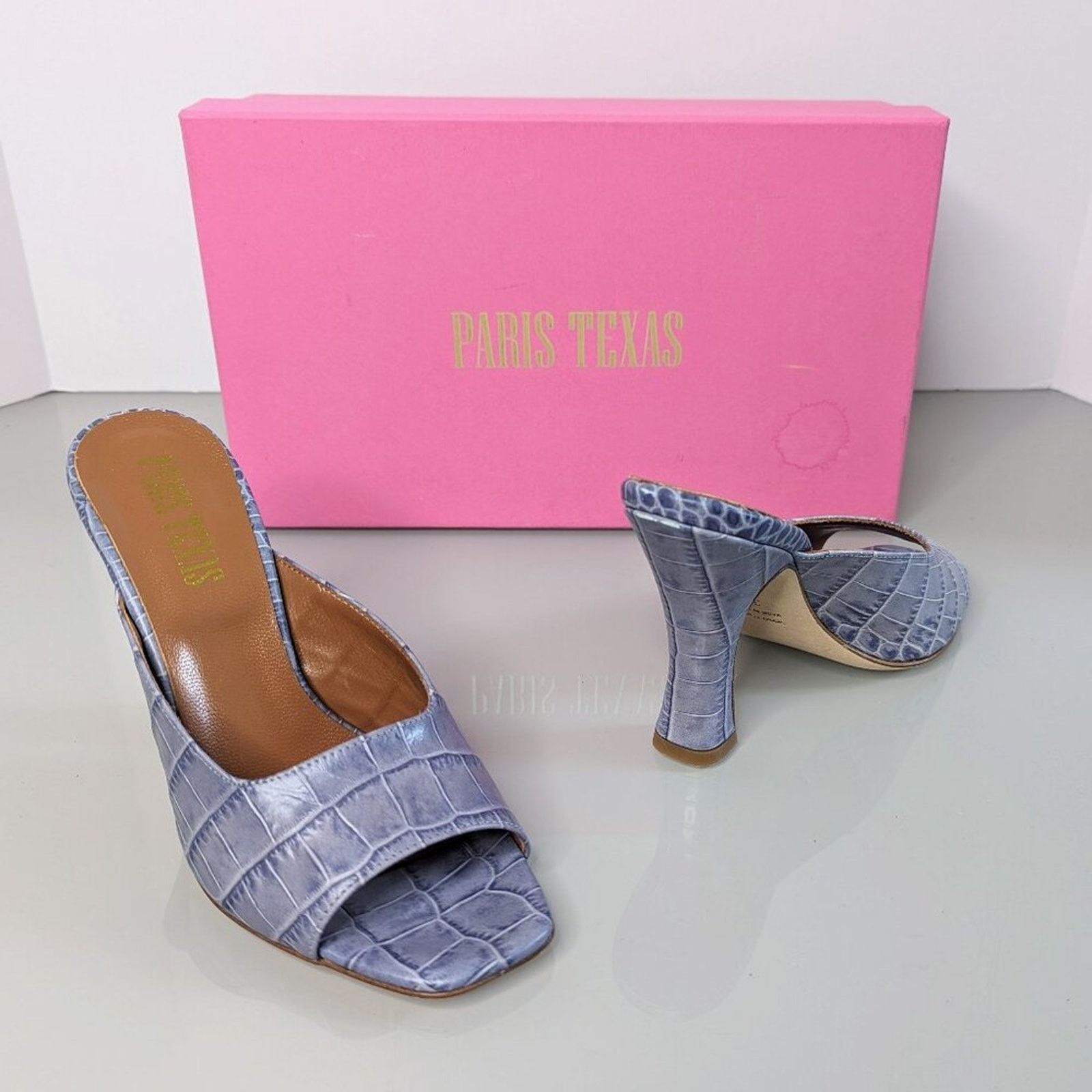 Paris Texas Paris Texas Lavender Moc Croc Square Toe Mule Sandals 36 Size US 6 / IT 36 - 1 Thumbnail