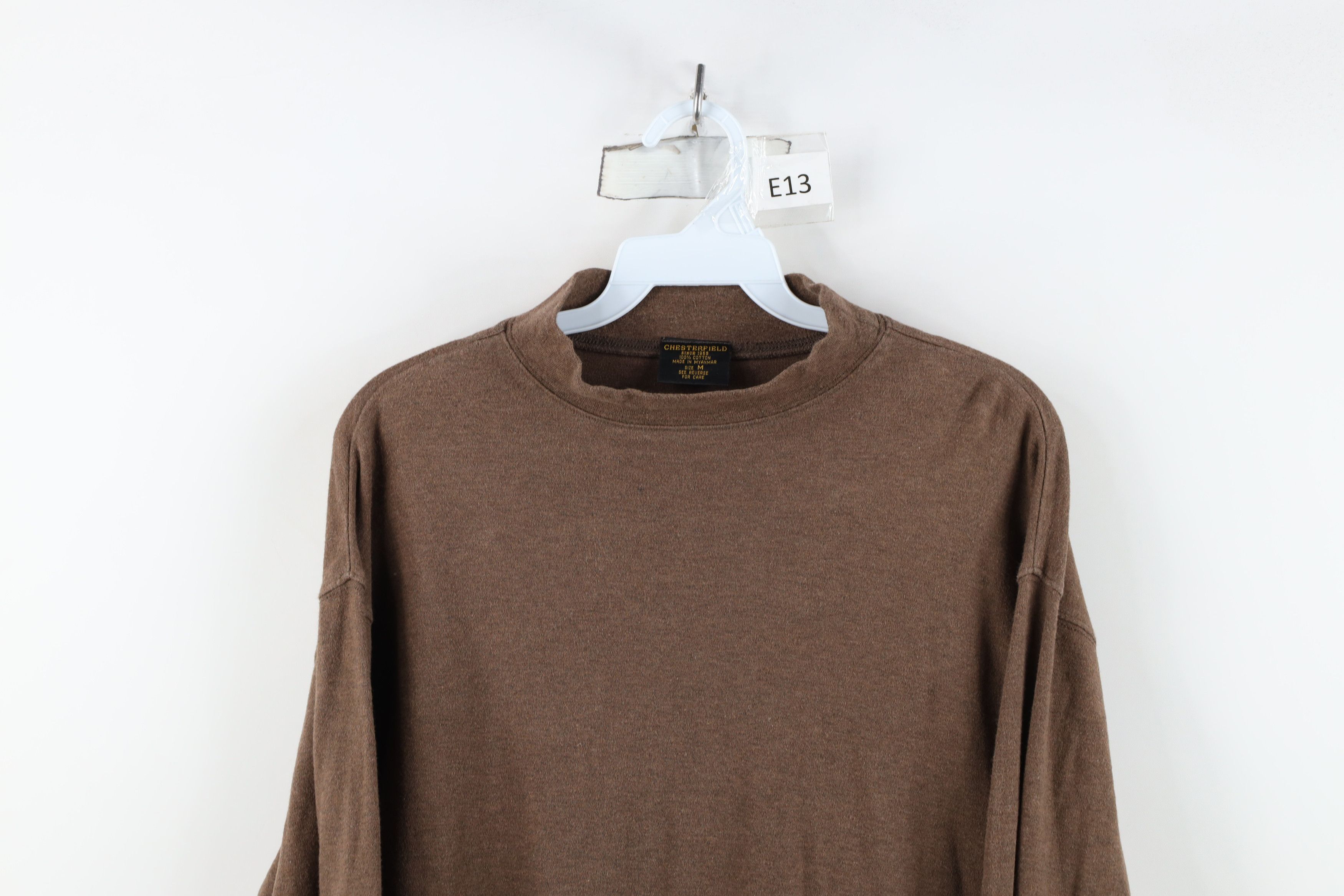 Vintage Vintage 90s Streetwear Mock Neck Long Sleeve T-Shirt Brown Size US M / EU 48-50 / 2 - 2 Thumbnail