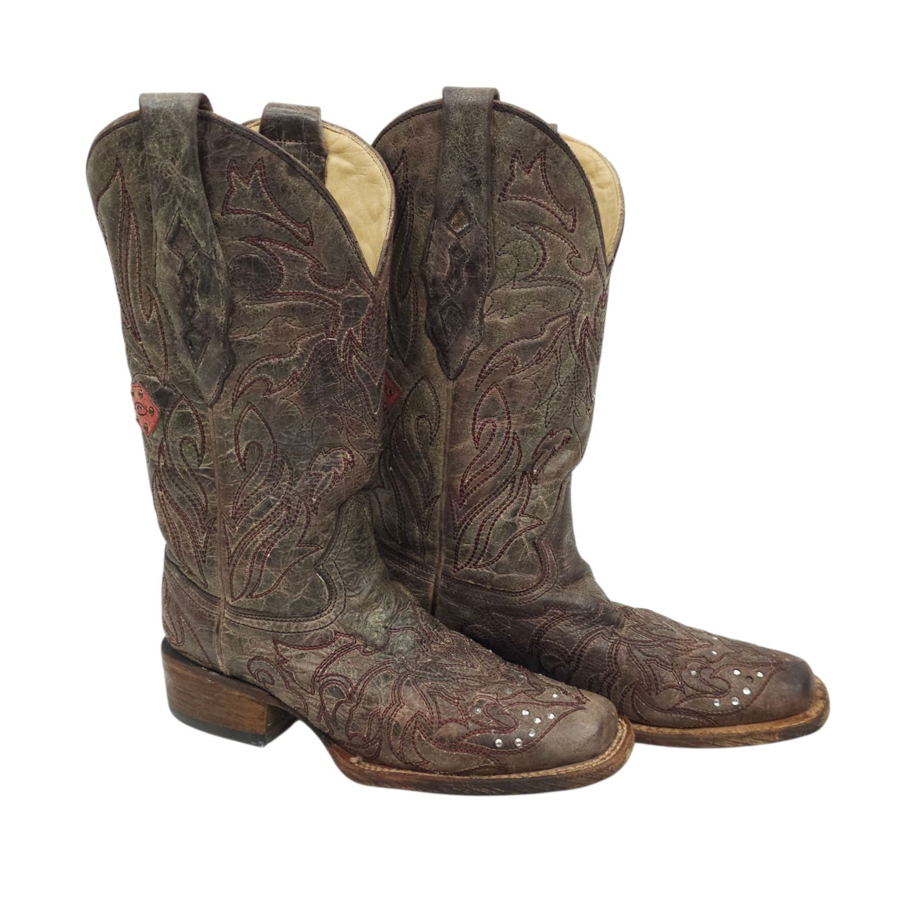 Corral Corral Western Boots Leather Women 6.5M Cross Stud Size US 6.5 / IT 36.5 - 2 Thumbnail