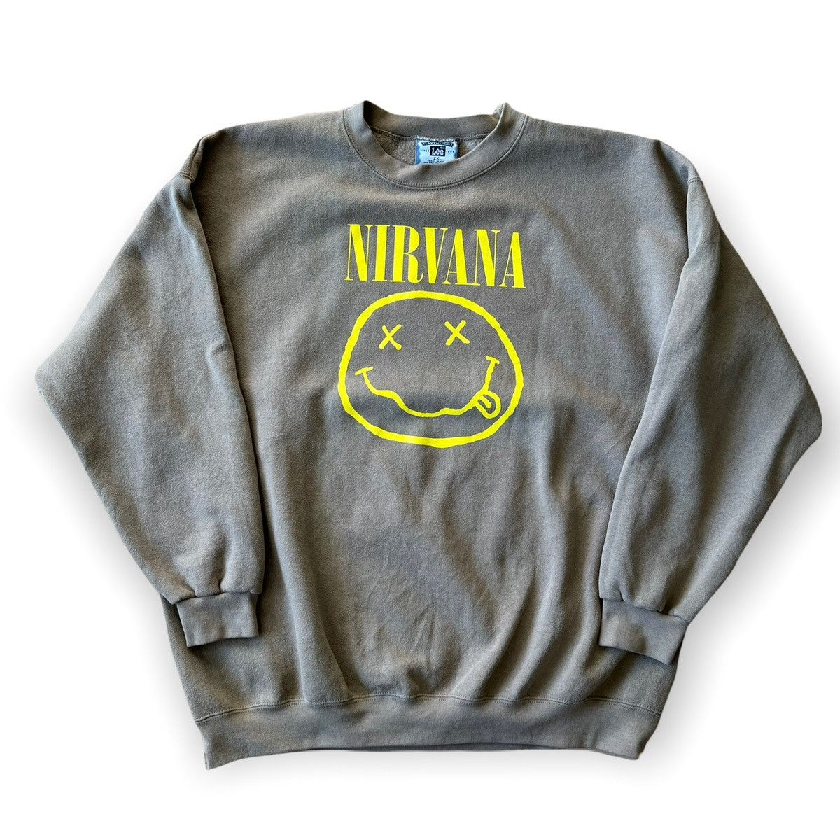 image of Vintage 90's Nirvana Crew Sweatshirt Made In Usa Bootleg Band in Beige, Men's (Size 2XL)