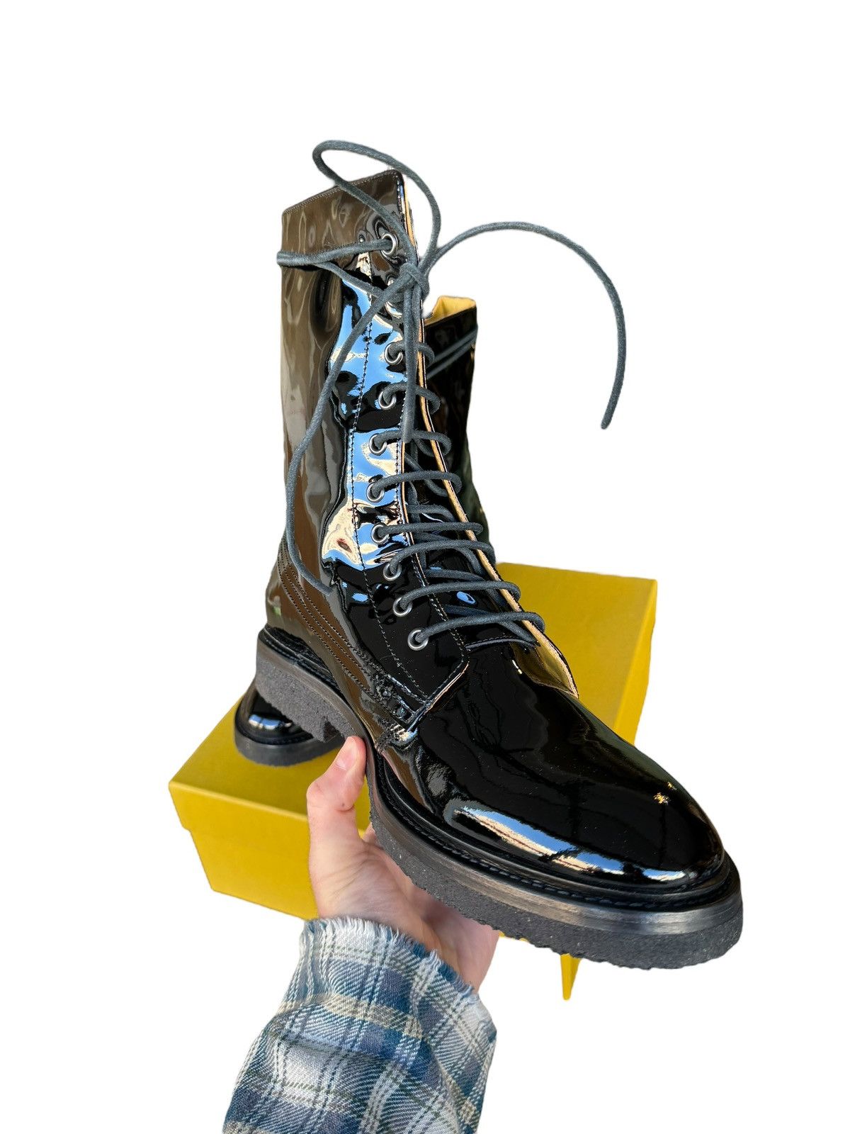 Rhude Patent Leather Combat Crepe Boot (Black) Size US 8 / EU 41 - 10 Thumbnail