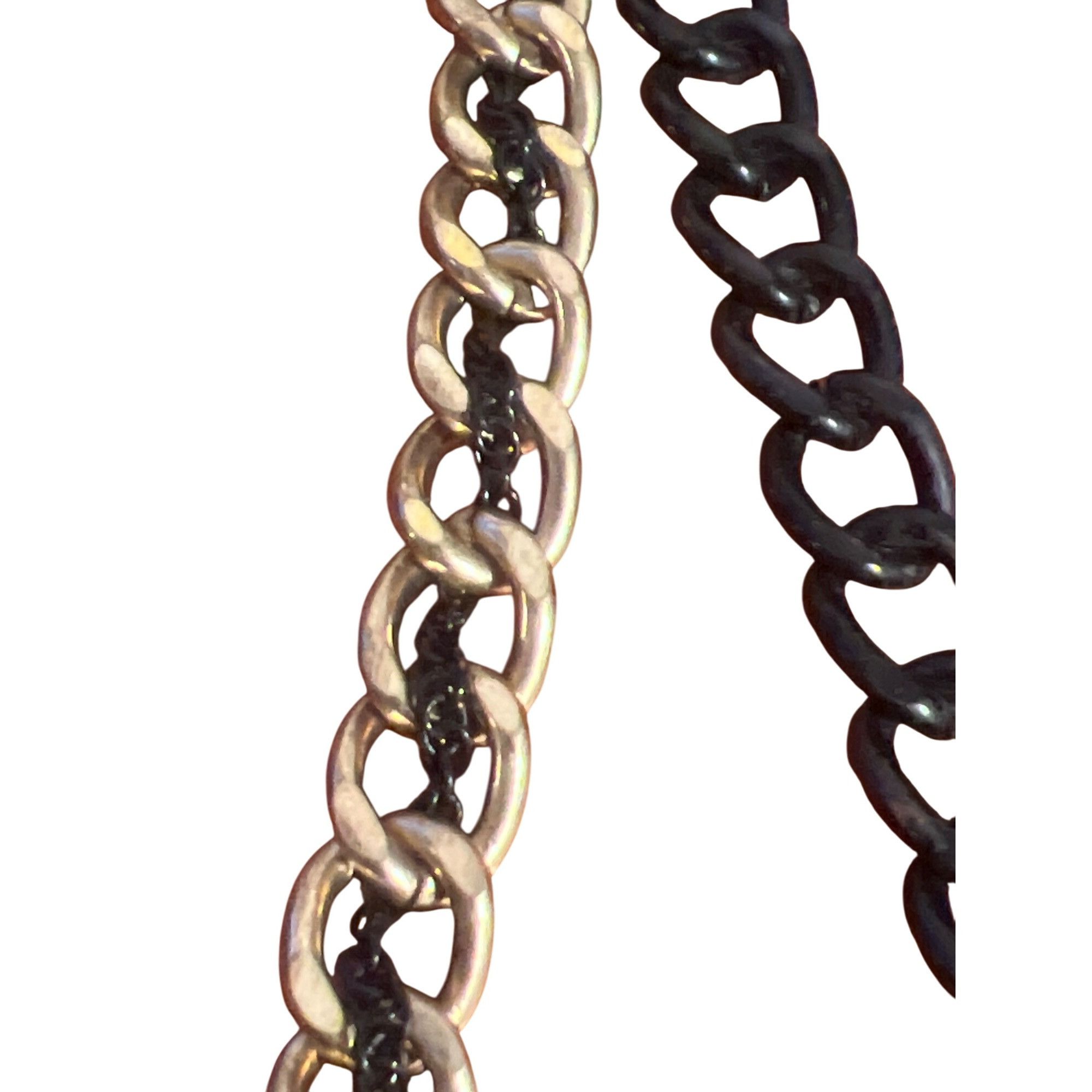 Other Long Black & Gold Tone Chain Link Necklace Lobster Clasp Dou Size ONE SIZE - 3 Thumbnail