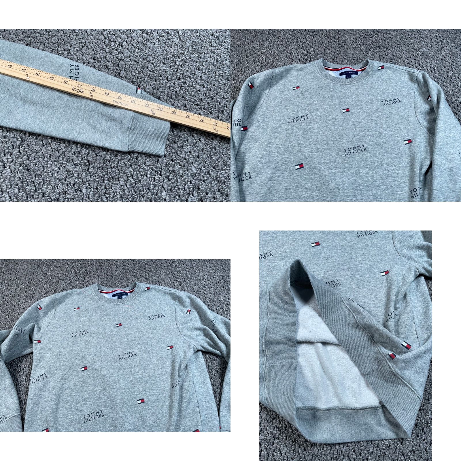 Tommy Hilfiger Tommy Hilfiger All Over Spell Out Sweatshirt Adult Large Gray Crewneck AOP Size US L / EU 52-54 / 3 - 8 Thumbnail