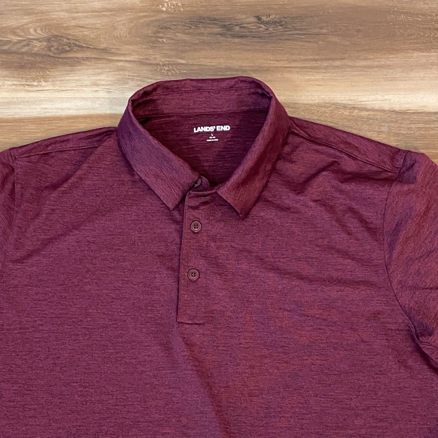 Lands' End Lands' End Polo Shirt Mens L Burgundy Short Sleeve Performance/Activity: Walking, Tennis, Golf, School, Hiking Size US L / EU 52-54 / 3 - 3 Thumbnail