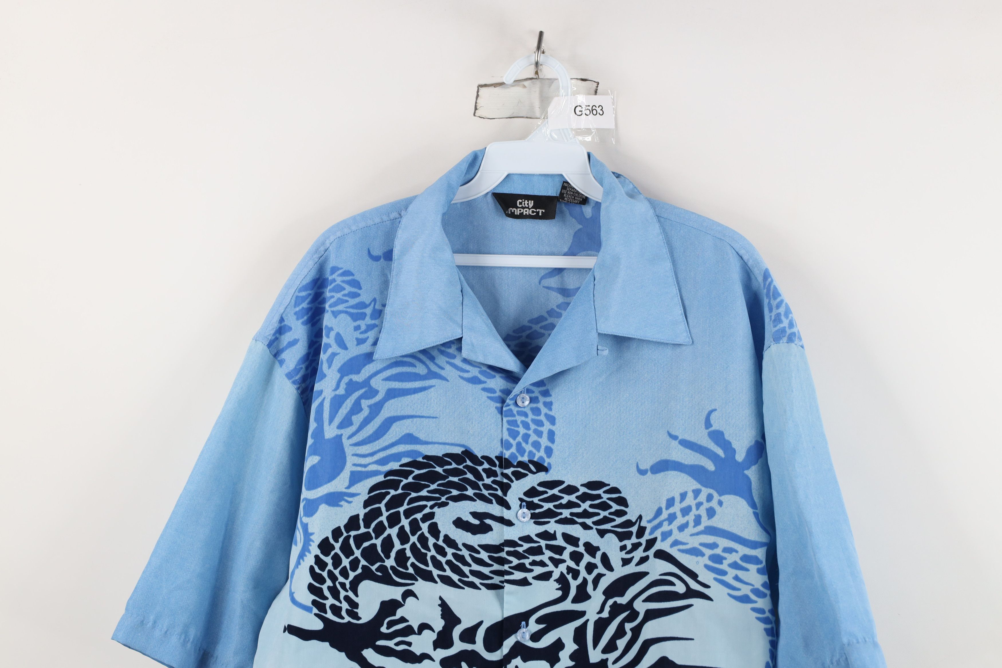 Vintage Vintage 90s Y2K Streetwear Dragon Looped Collar Button Shirt Size US L / EU 52-54 / 3 - 2 Thumbnail