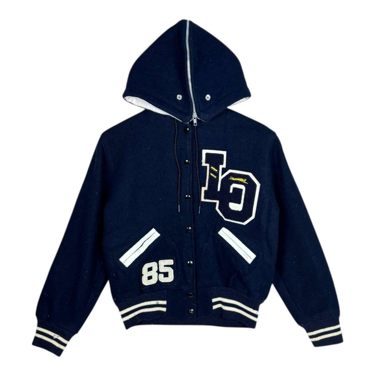 Other Thrashed 80s Caplan's Varsity Jacket Navy Zip Hood Sz 36 Size US XS / EU 42 / 0 - 1 Thumbnail