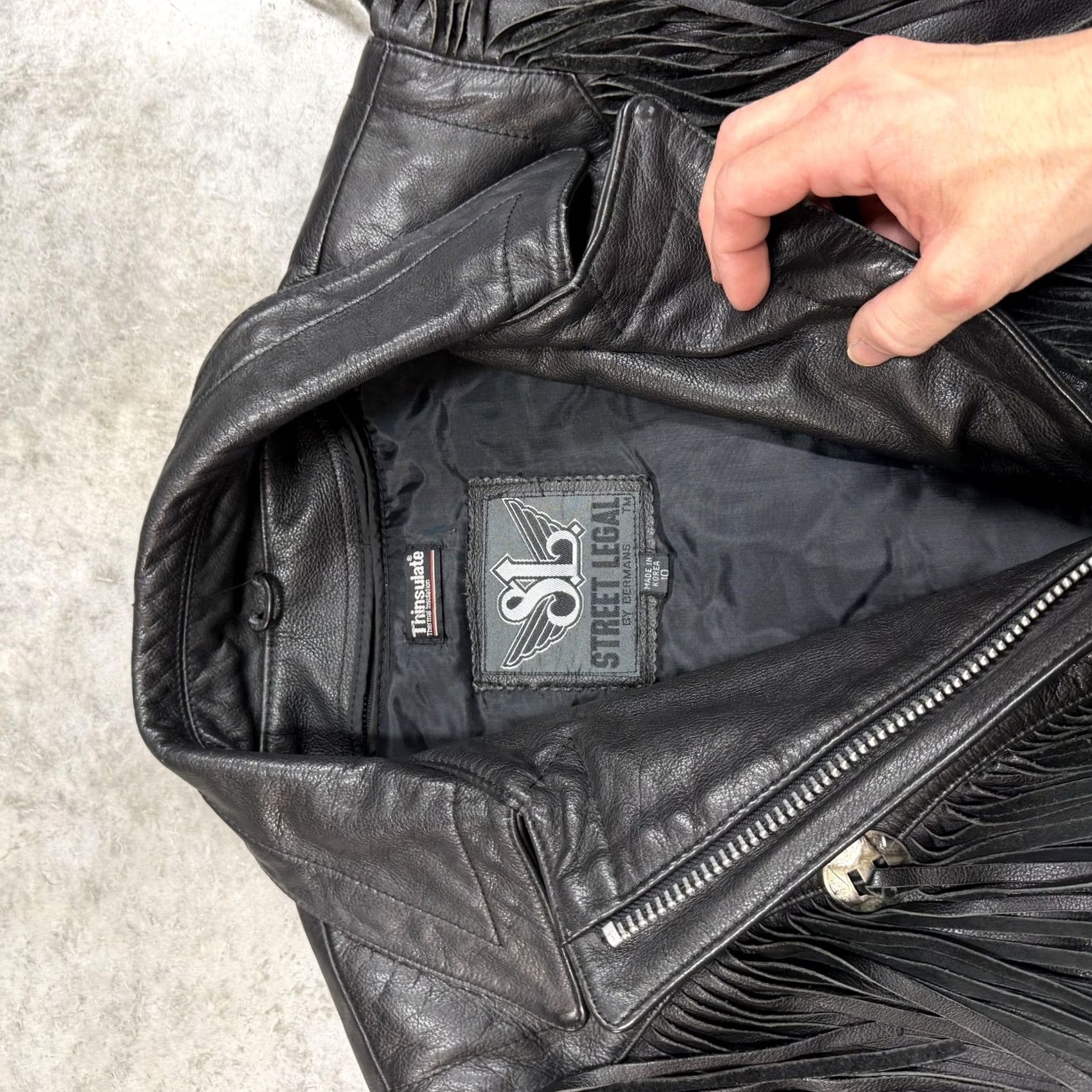 Vintage VINTAGE Street Legal Jacket Womens 10 Black Leather Fringe Motorcycle Western Shirt Size L / US 10 / IT 46 - 4 Thumbnail
