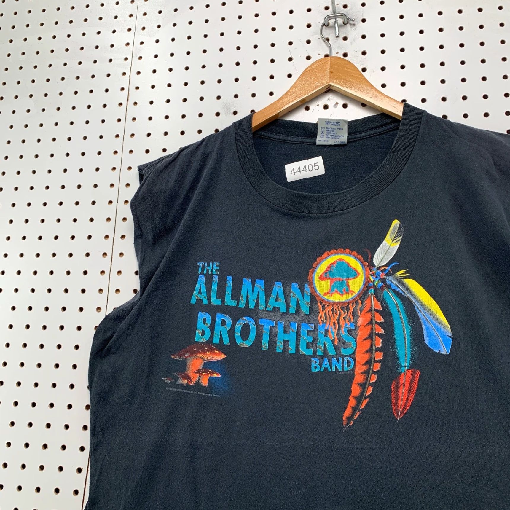 VINTAGE Allman Brothers Brockum Sleeveless T Shirt Mens 2XL Black Cotton 90s Music
