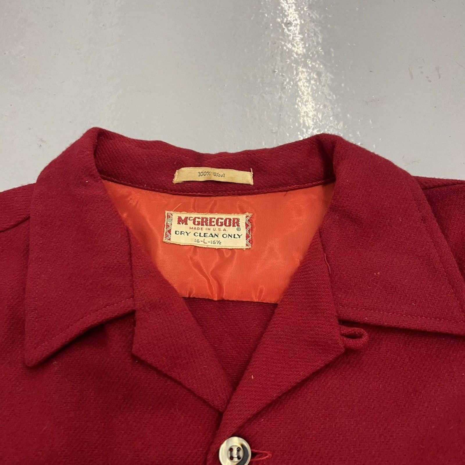 McGregor Vintage 50s McGregor Red Wool Loop Collar Shirt Size US L / EU 52-54 / 3 - 3 Thumbnail