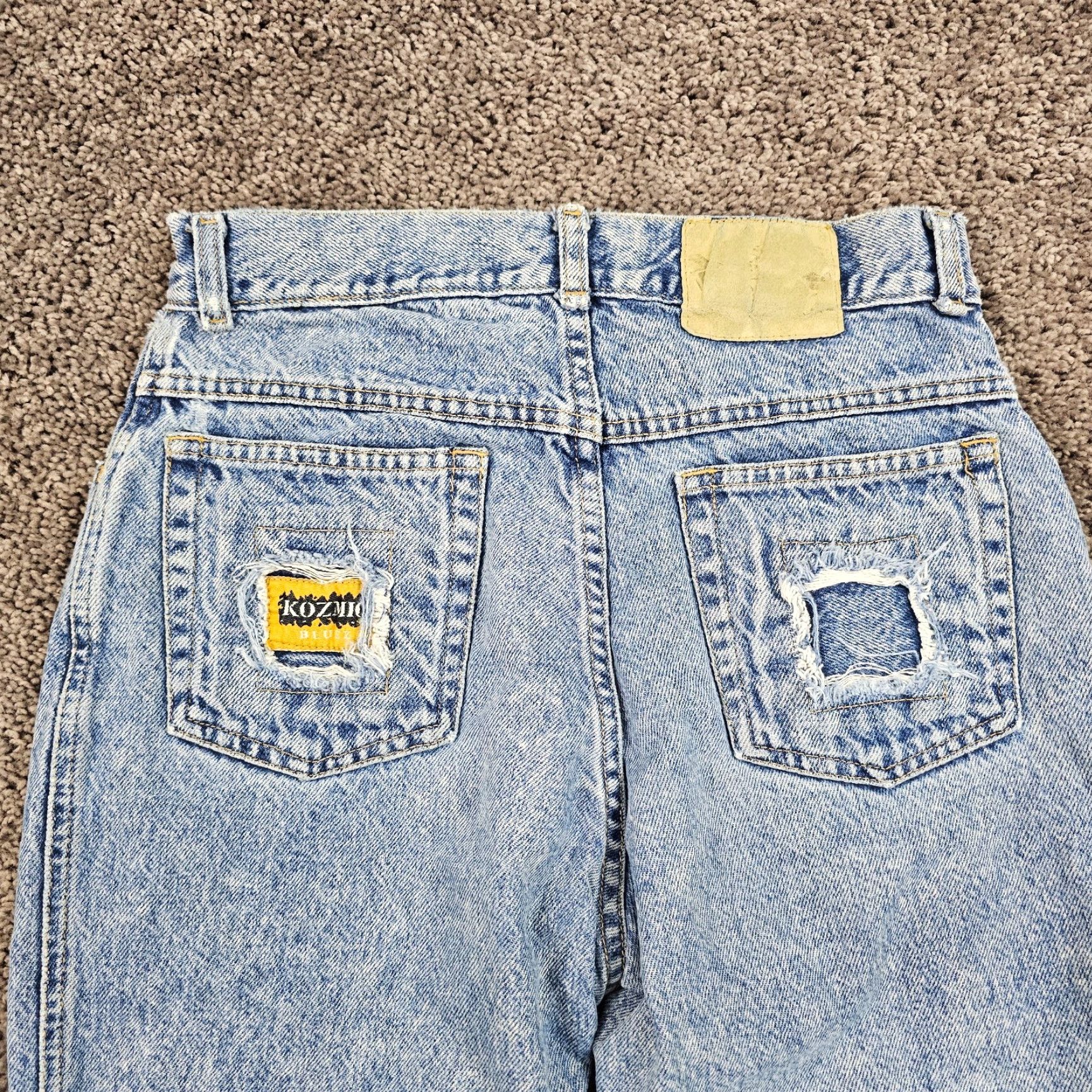 Vintage VINTAGE Kozmic Bluez High Rise Distressed Tapered Jeans Womens 29x28 Blue 90s Size 29" - 2 Thumbnail