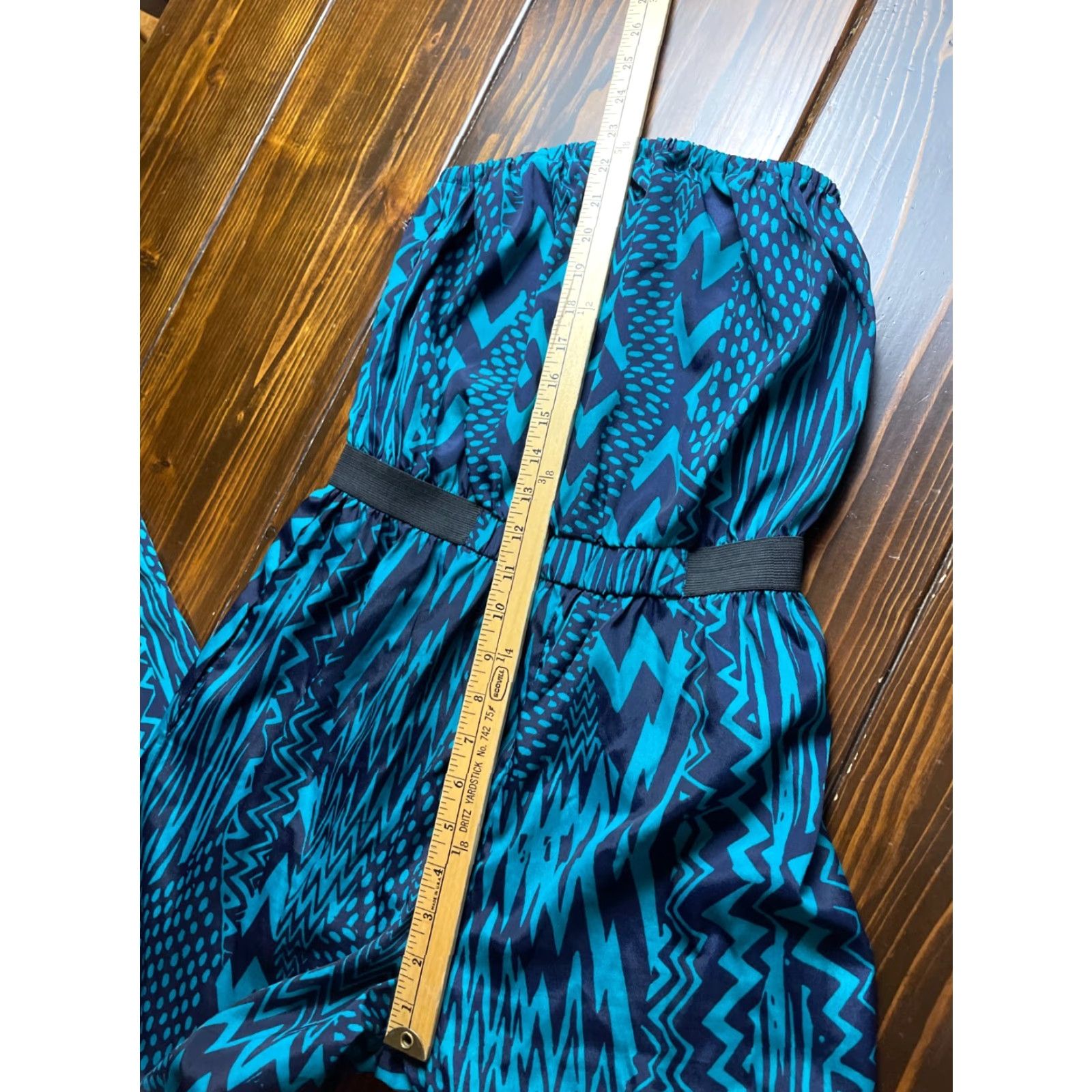 Vintage Xhilaration Romper Dress Size S Navy Blue Turquoise Aztec Zipzag Polka Dots Women One-Piece Sleeveless Size S / US 4 / IT 40 - 5 Thumbnail