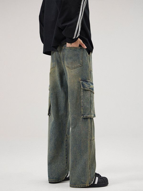 Japanese Brand Men's high street retro multi-pocket patchwork work jeans Size US 32 / EU 48 - 4 Thumbnail