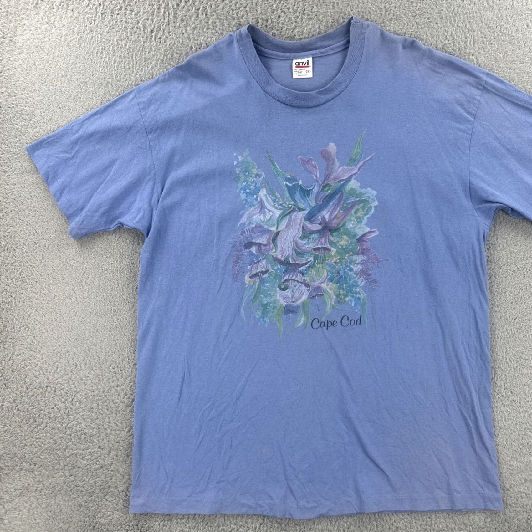 Anvil VINTAGE Anvil T-Shirt 2XL Purple Short Sleeve Crew Neck USA Flower Print Men والش Size US XXL / EU 58 / 5 - 3 Thumbnail