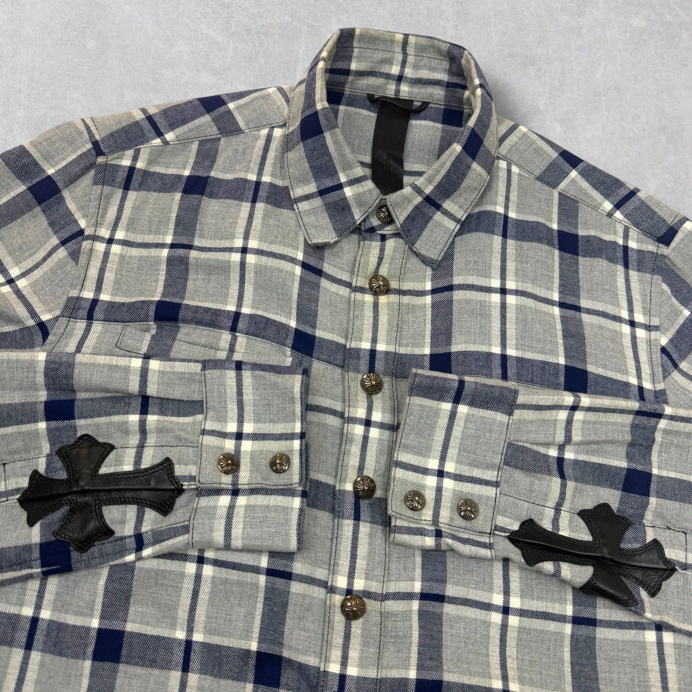 Chrome Hearts Chrome Hearts Blue/Grey Cross Patch Flannel S Size US S / EU 44-46 / 1 - 1 Thumbnail