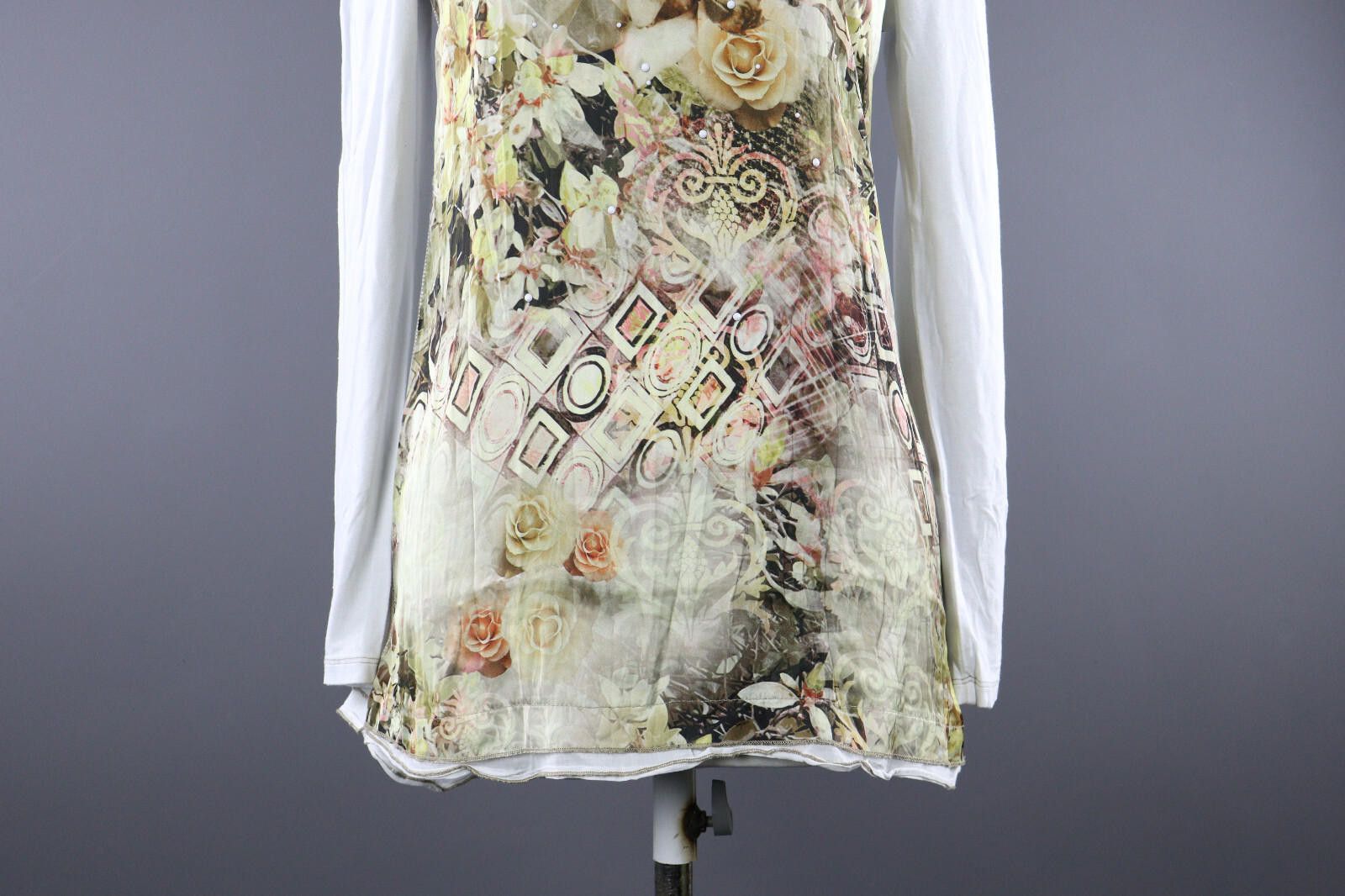 Designer Elisa Cavaletti Sono Italiano Floral Summer Top Shirt L Size M / US 6-8 / IT 42-44 - 3 Thumbnail